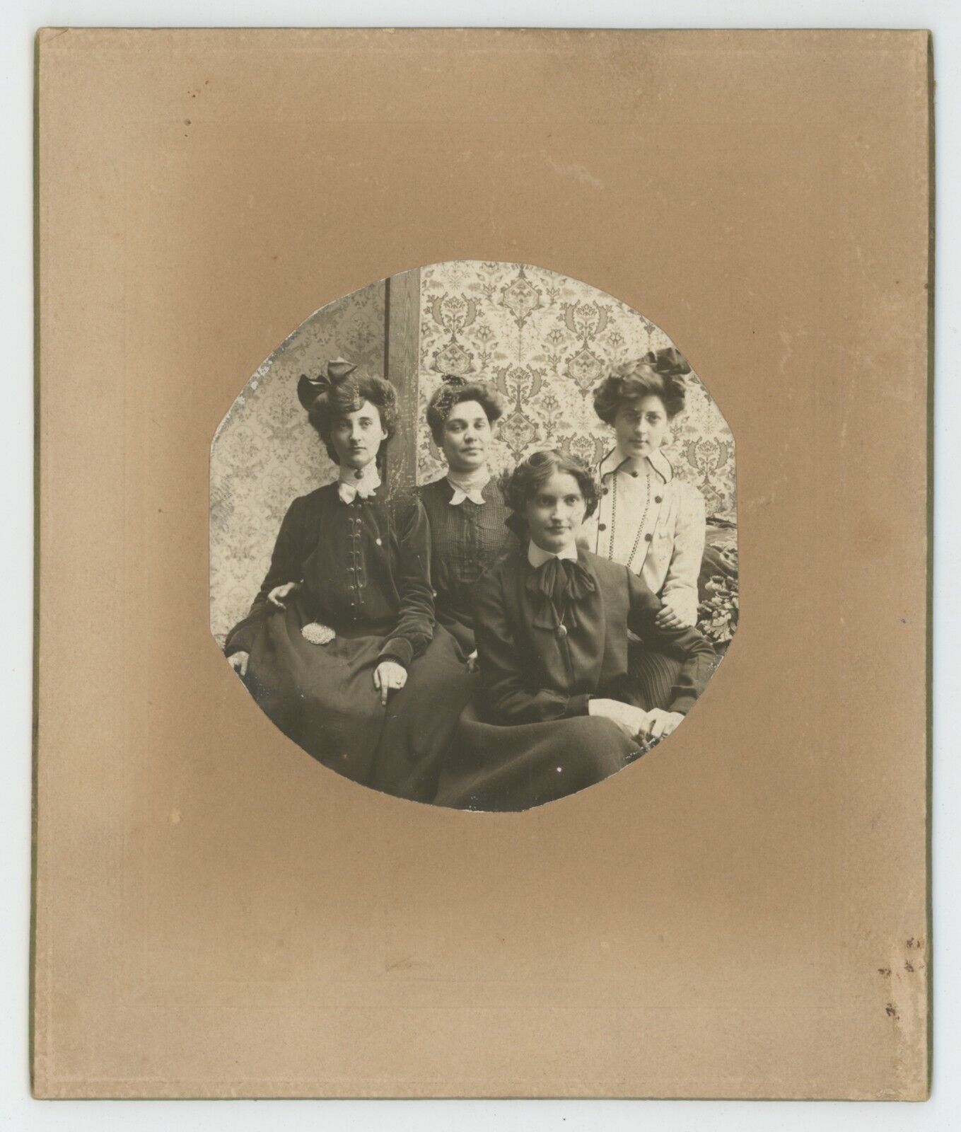 Antique Circa 1890s Large ID\'d Stunning Cabinet Card Four Beautiful Women