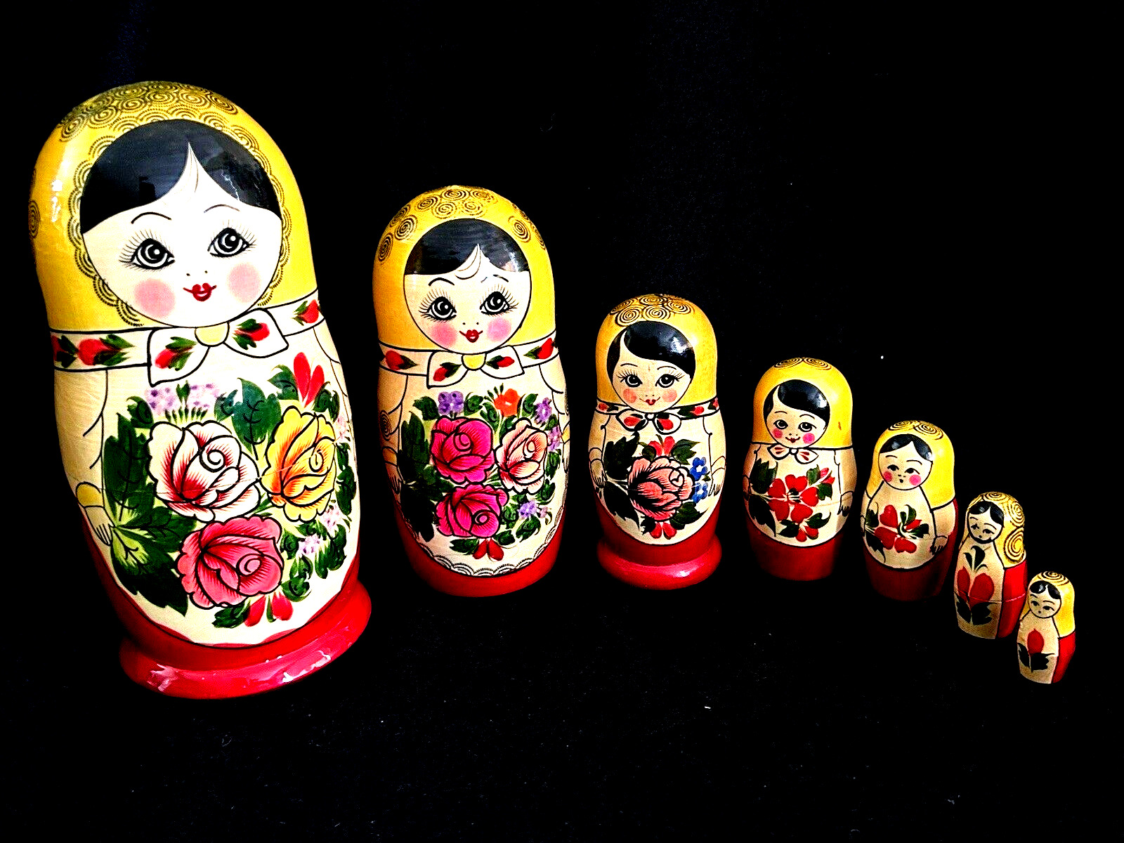 Large Traditional Russian Nesting Doll Matryoshka 9.25”Wooden Hand Painted 7 Pcs