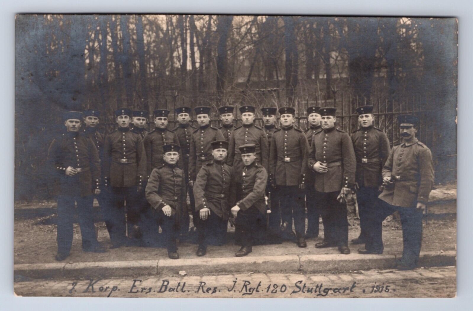 RPPC WW1 1915 120 STUTTGART PLATOON PHOTO LETTER ON BACK RUSSIAN POSTCARD AL