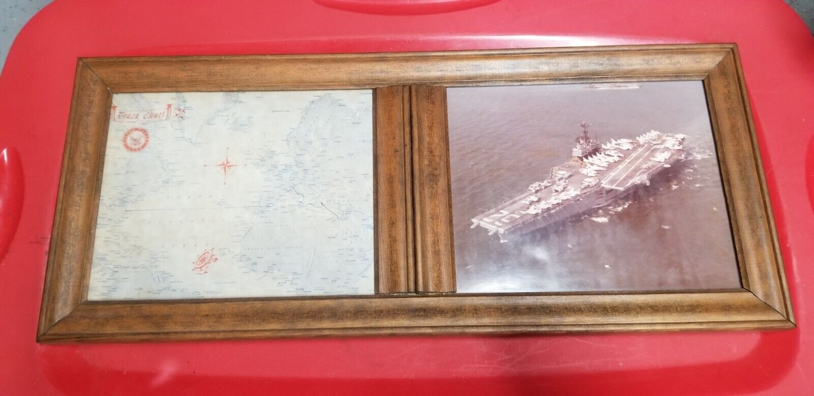 USS INDEPENDENCE (CV-62) 24 X 10 Framed Pics W/Med Cruise Chart-1970-FREE SHIP