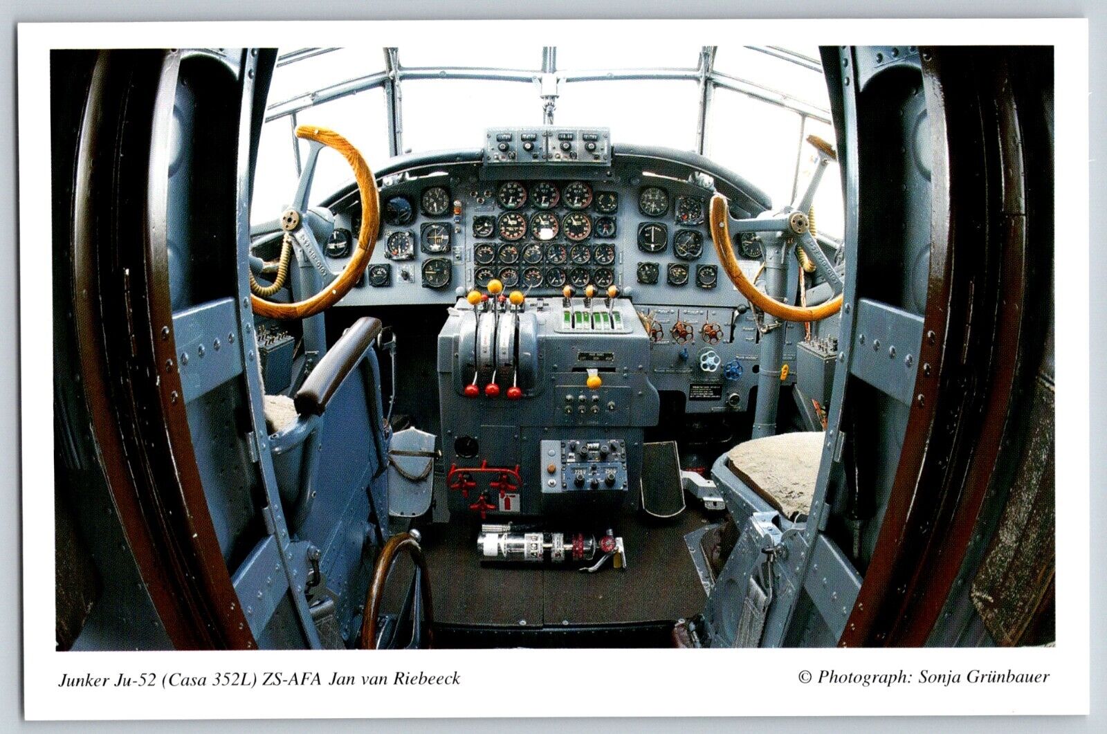 Cockpit of Jenker JU-52 4x6 Postcard
