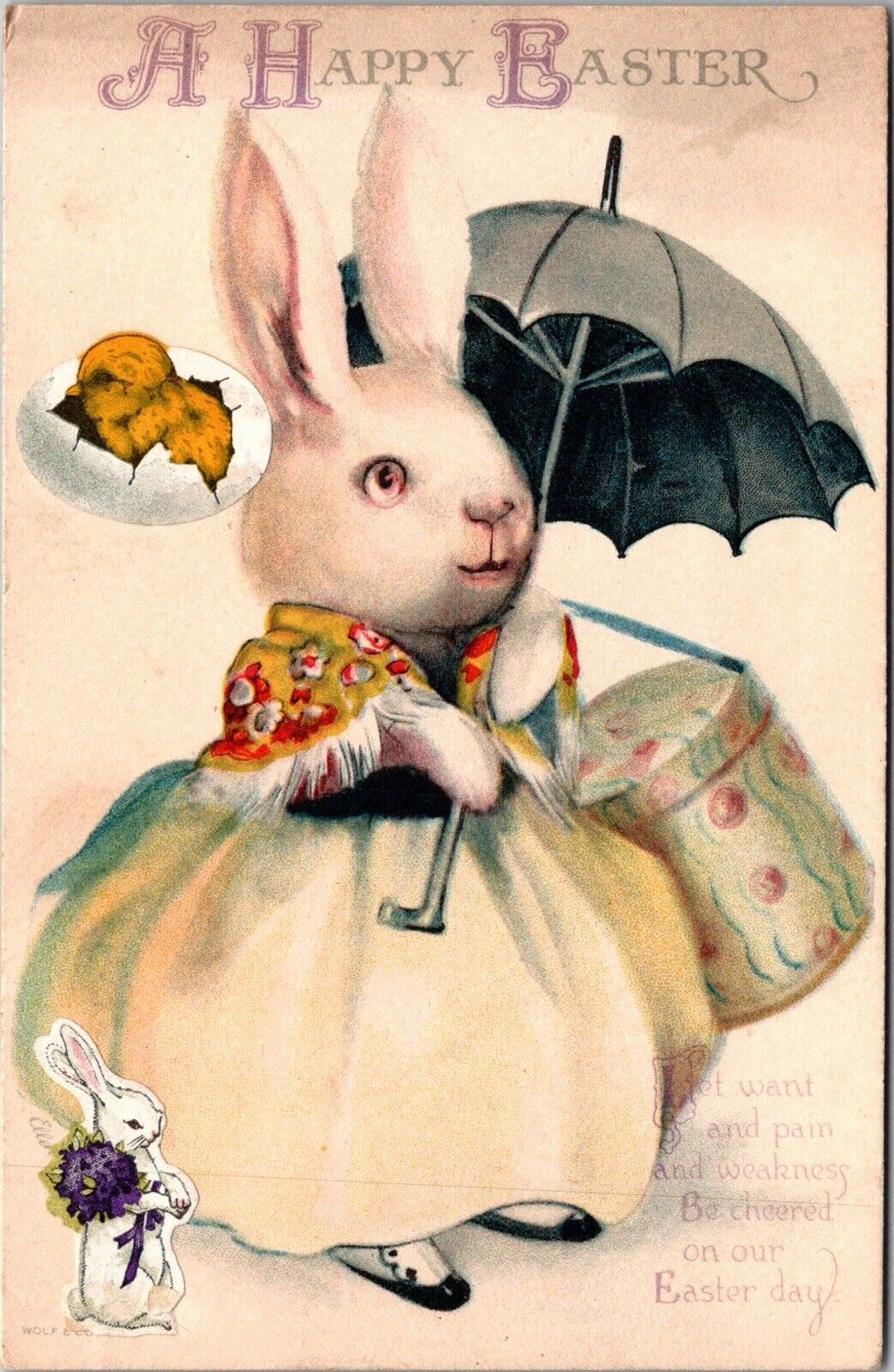Antique Easter Postcard Fantasy Dressed Rabbit ARTIST-SIGNED CLAPSADDLE JA29