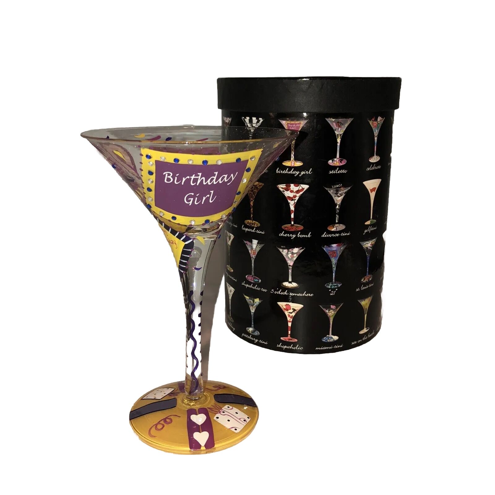 Happy  Birthday Girl Martini Glass Goblet Stemware ￼Lolita W/ Box Fun