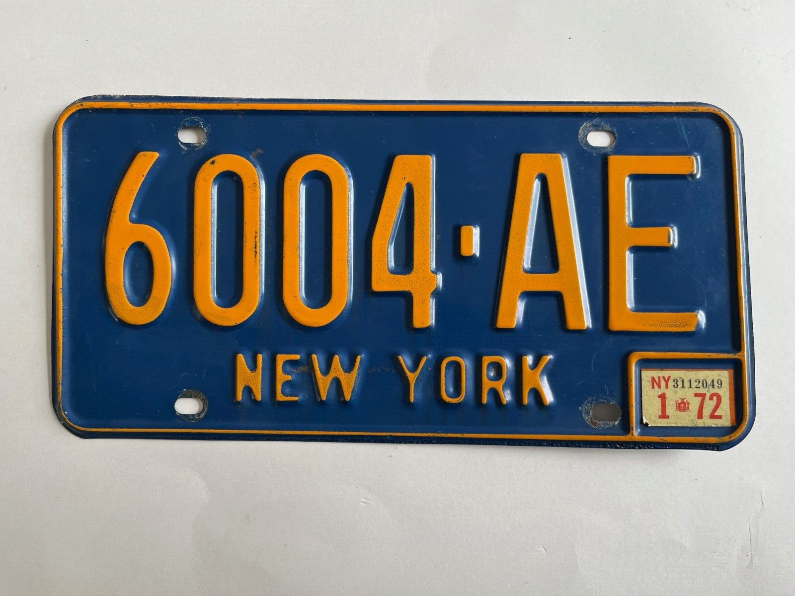 1972 New York License Plate Year Stickers on 1966 blue base Albany County