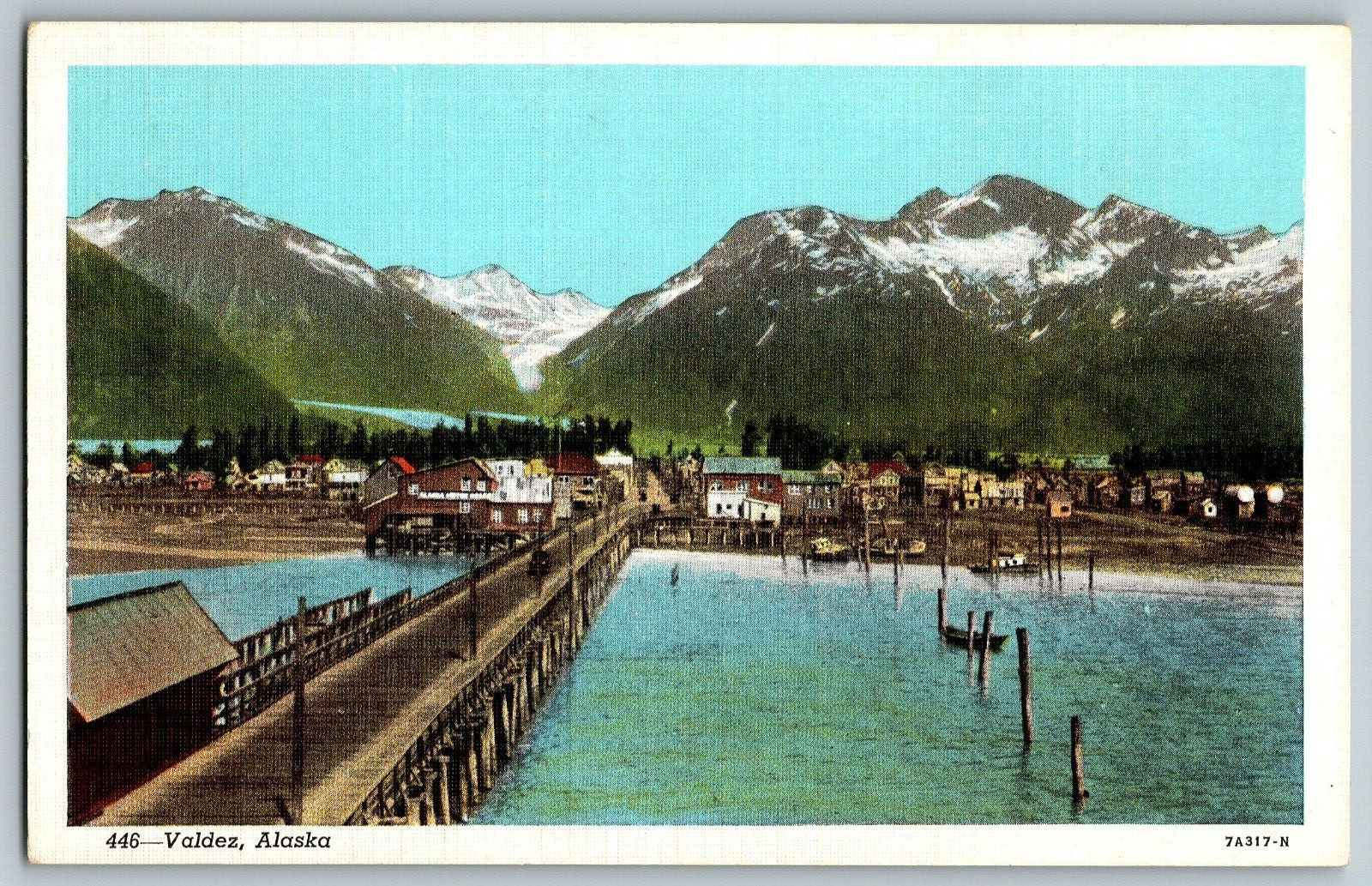 Valdez, Alaska - Panorama Harbor View - Vintage Postcard - Unposted