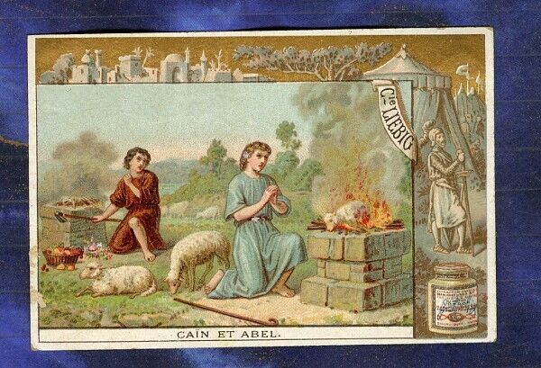 Chrome Liebig S496 Bible Cain Abel Sheep Sacrifice Old Trade Card