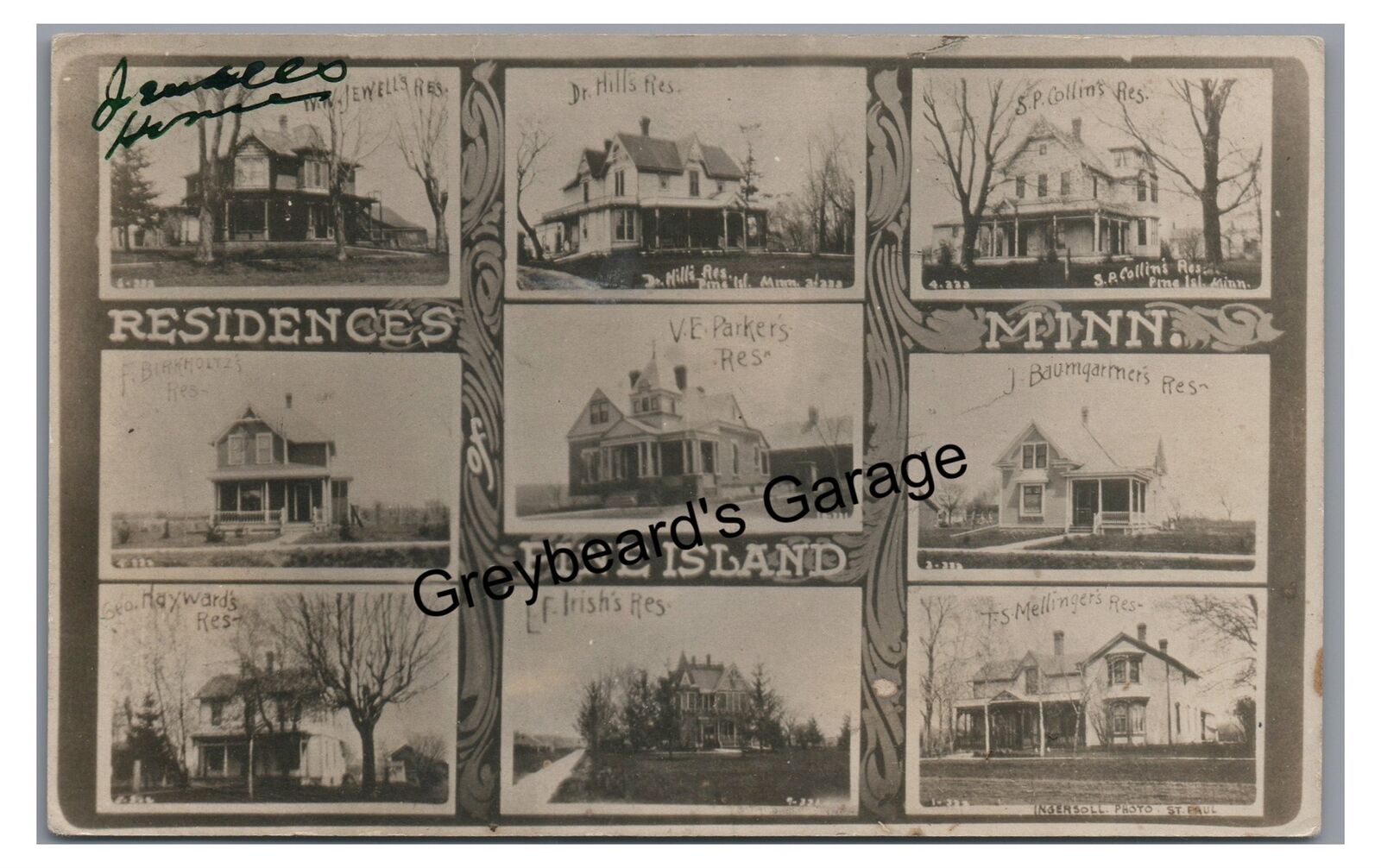 RPPC Multiview Composite 9 Houses PINE ISLAND MN Minnesota Real Photo Postcard