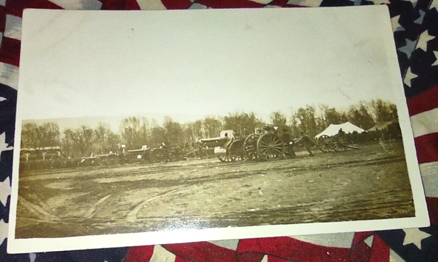 RARE WWI RPPC COLLINEE FRANCE 32nd COMMAND CANNONS SOLDIERS CIRCA 1918