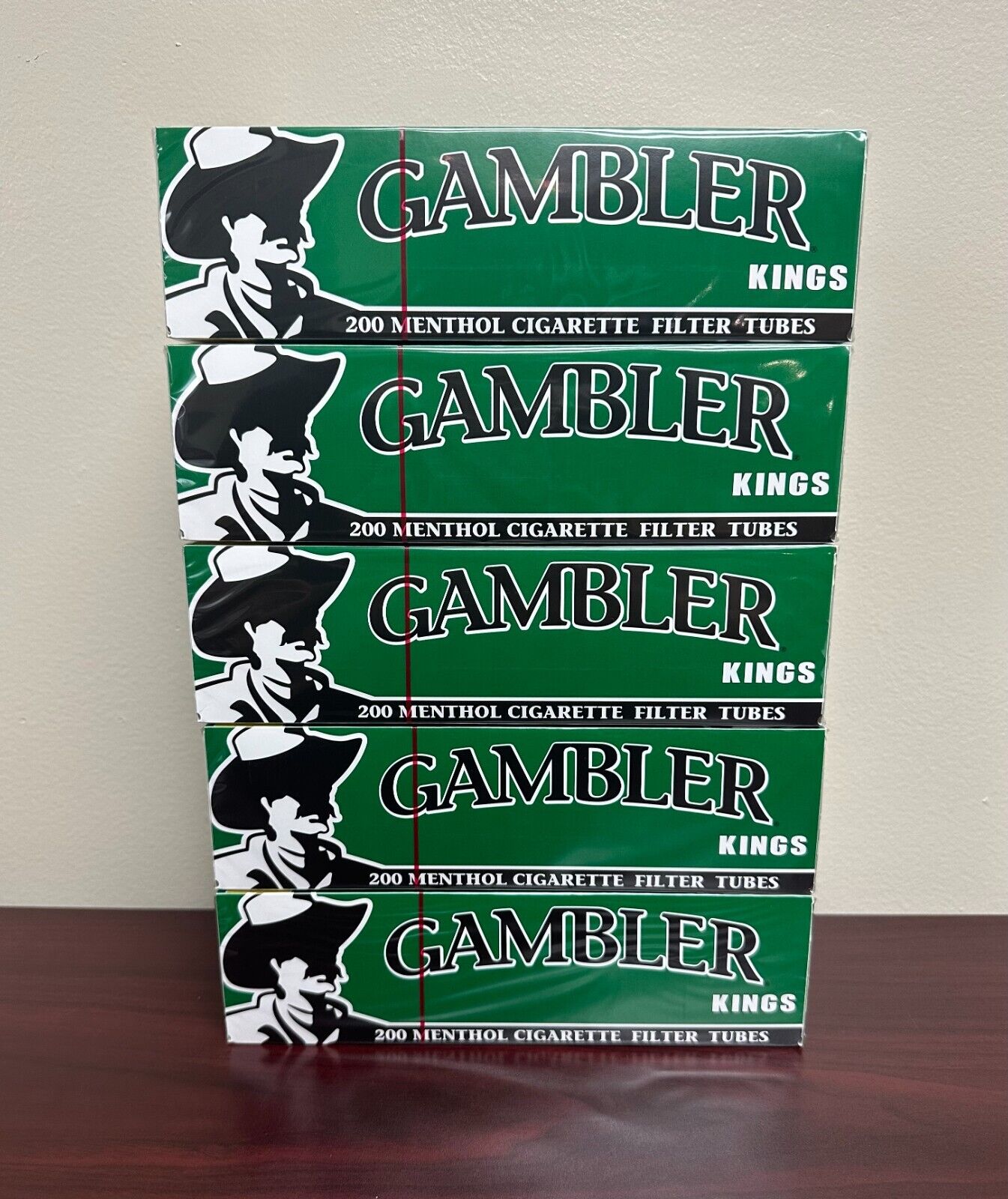 Gambler MENTHOL KING Size Green Cigarette Tubes 200ct Box (5-Boxes) RYO