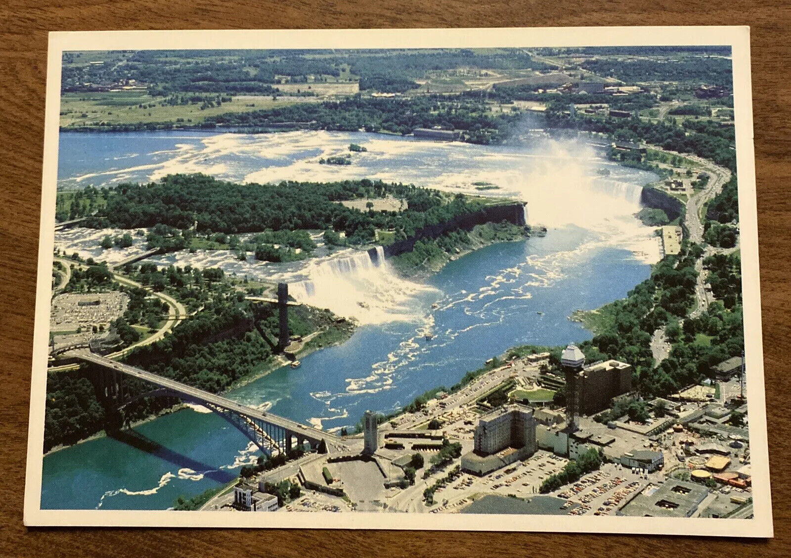 Vintage Niagara Falls Rainbow Bridge New York USA & Ontario Canada Postcard P9f7