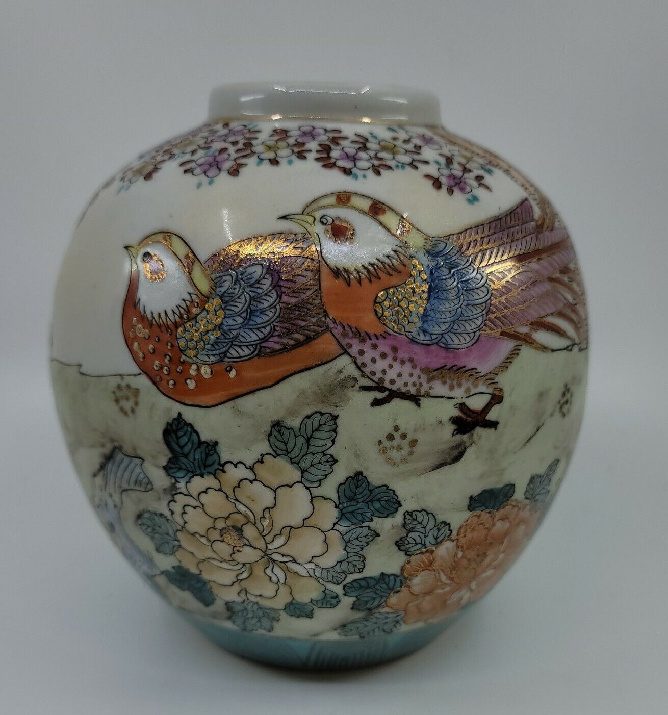 Vintage Handpainted Gingerjar Vase Birds