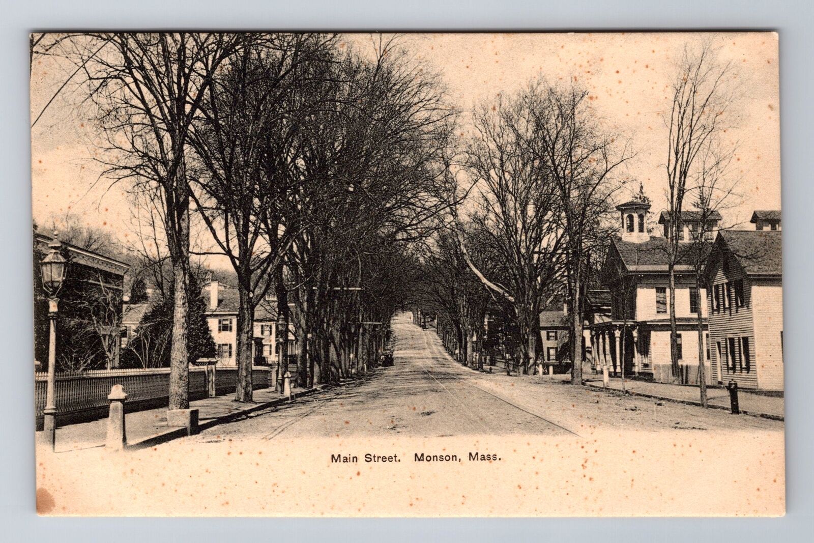 Monson MA-Massachusetts, Main Street, Advertising, Antique, Vintage Postcard