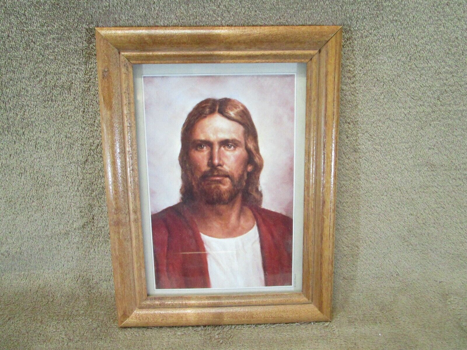 Jesus Christ in Red Robe Framed Painting Color Picture Print Handsome