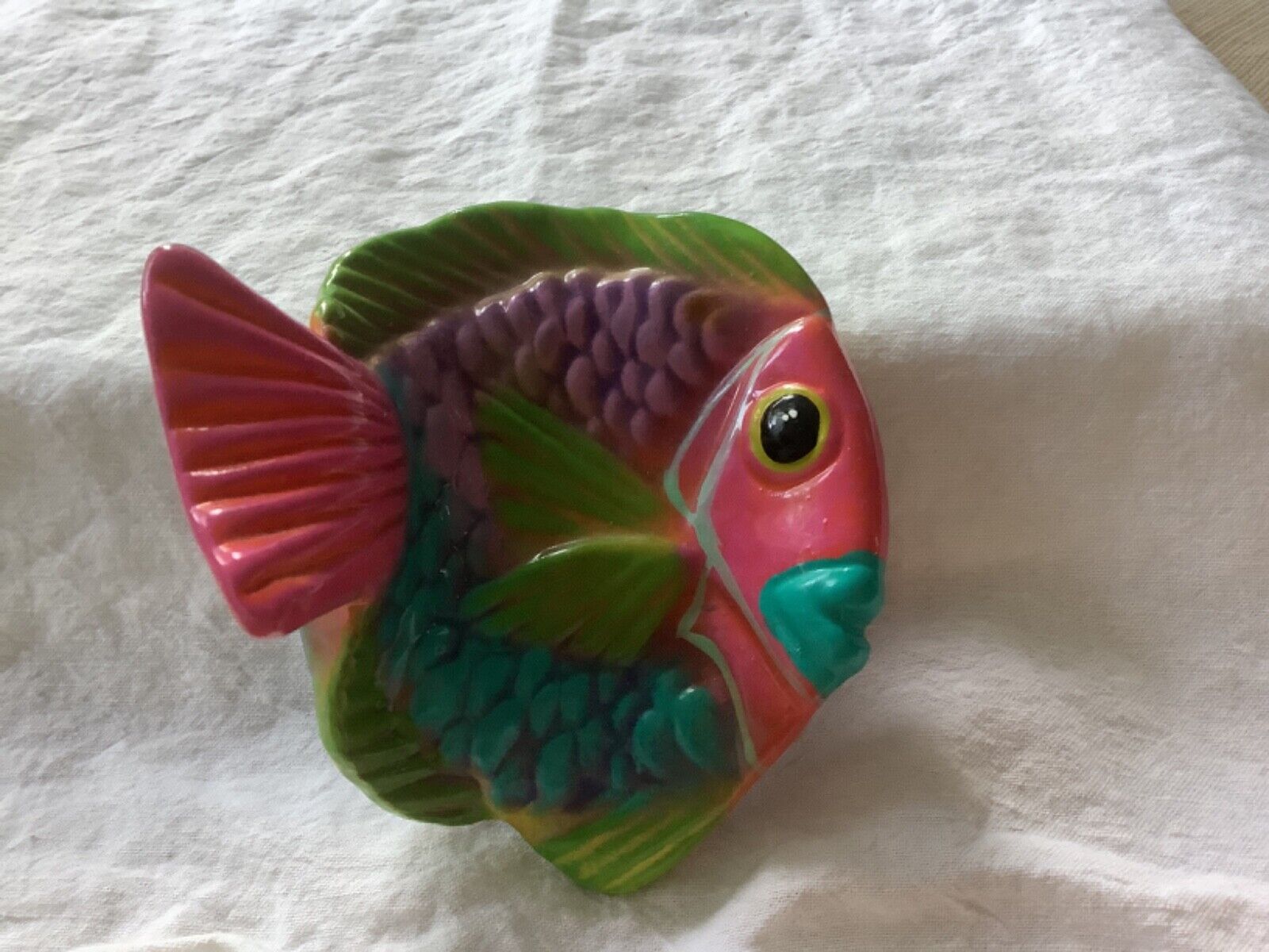 Mexico Hand Painted Pottery Tropical 3D Fish Wall Decor 2006