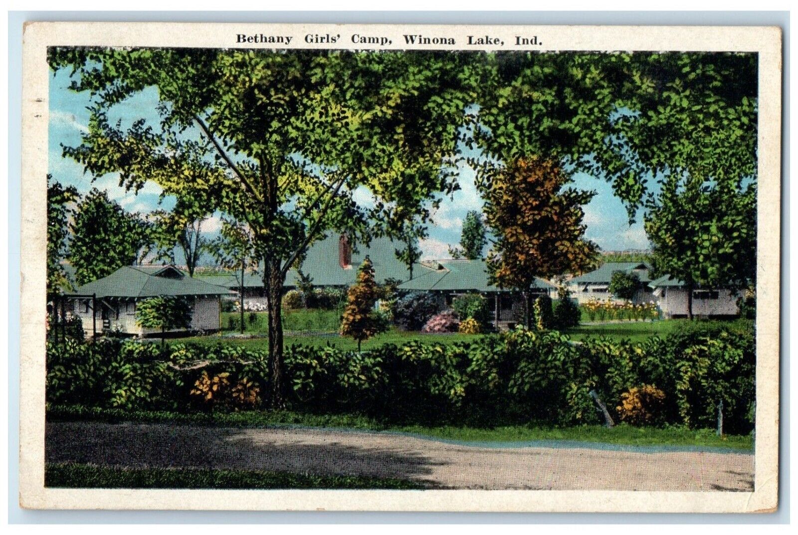 1922 Bethany Girls\' Camp Exterior Winona Lake Indiana Vintage Antique Postcard
