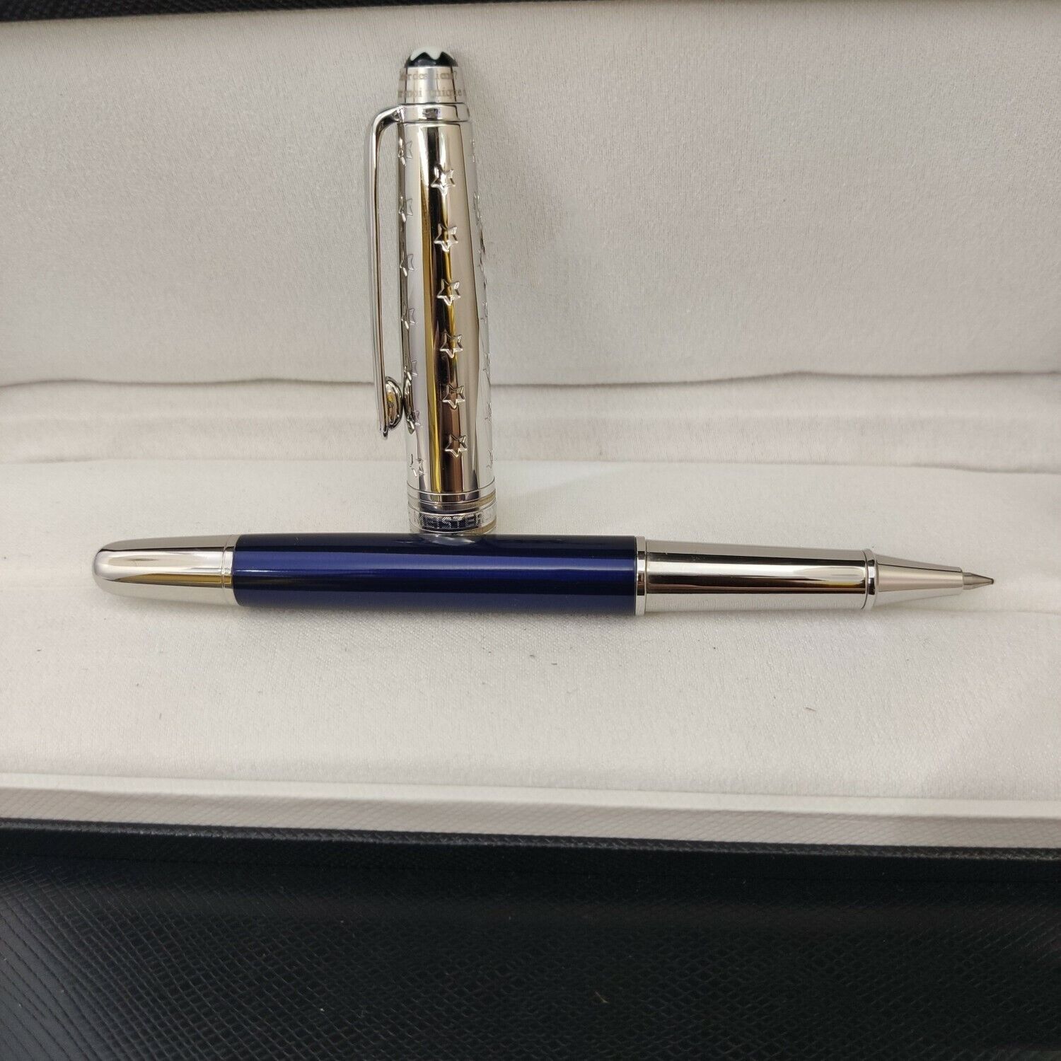 Luxury Metal 163 Prince Series Blue + Silver Color 0.7mm Rollerball Pen