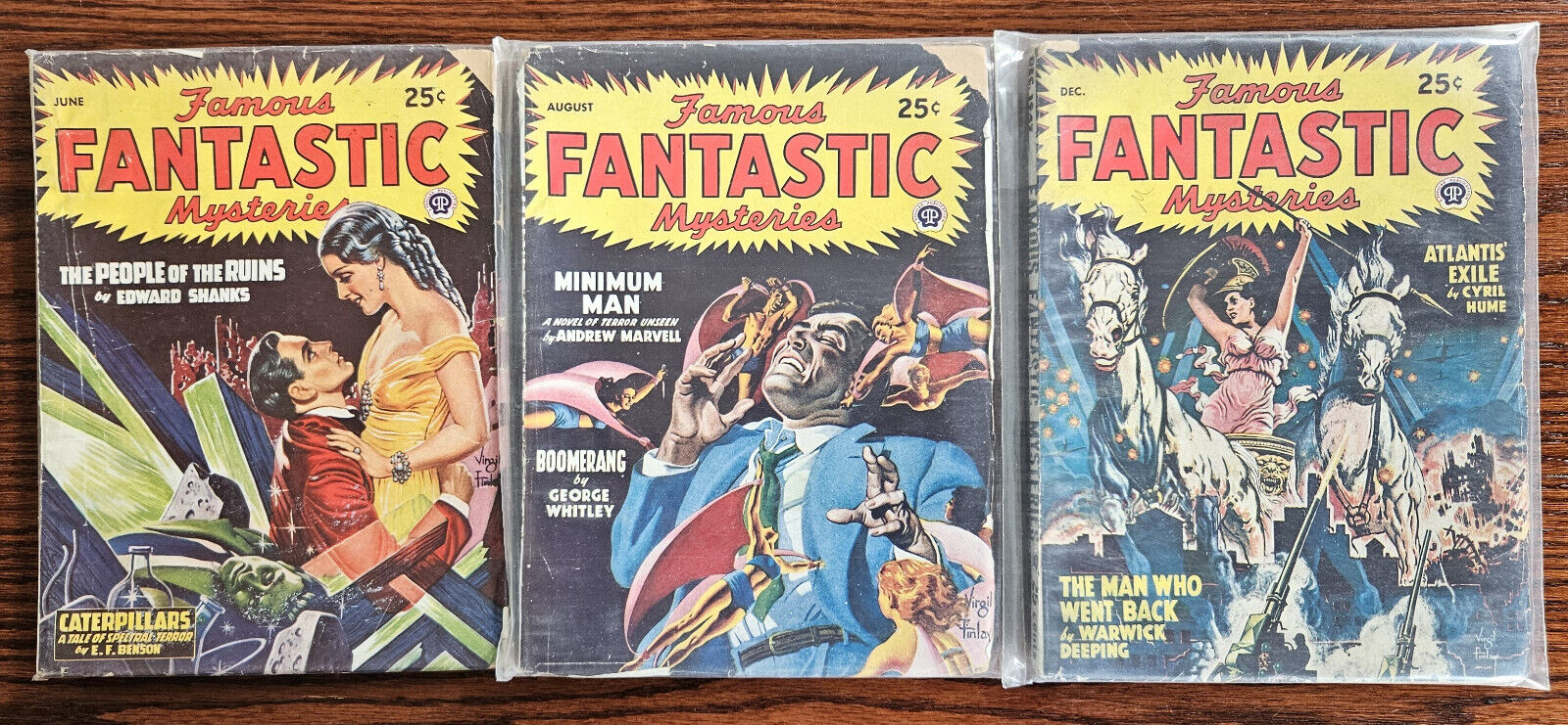 Famous Fantastic Mysteries Magazine 1947 3 Issue Lot Pulp Fantasy Mystery Sci Fi
