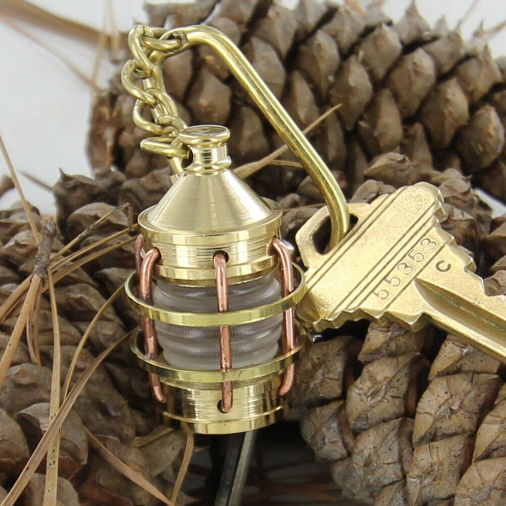 Nautical Boat Lantern Brass Mariner Car Keychain Key Ring Maritime Collectible