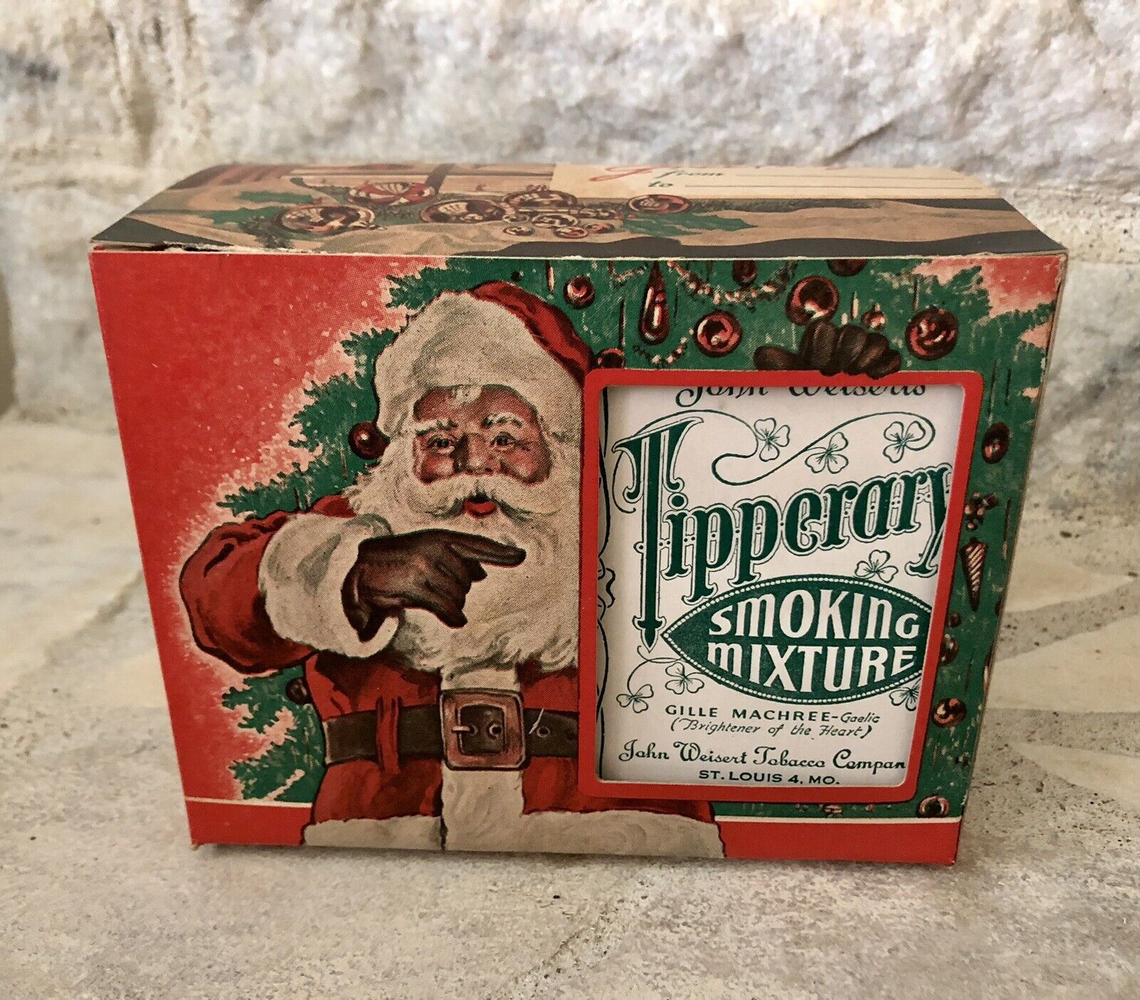 NOS Vtg 1940s John Weisert’s Tipperary Smoking Mixture EMPTY Santa Box Display