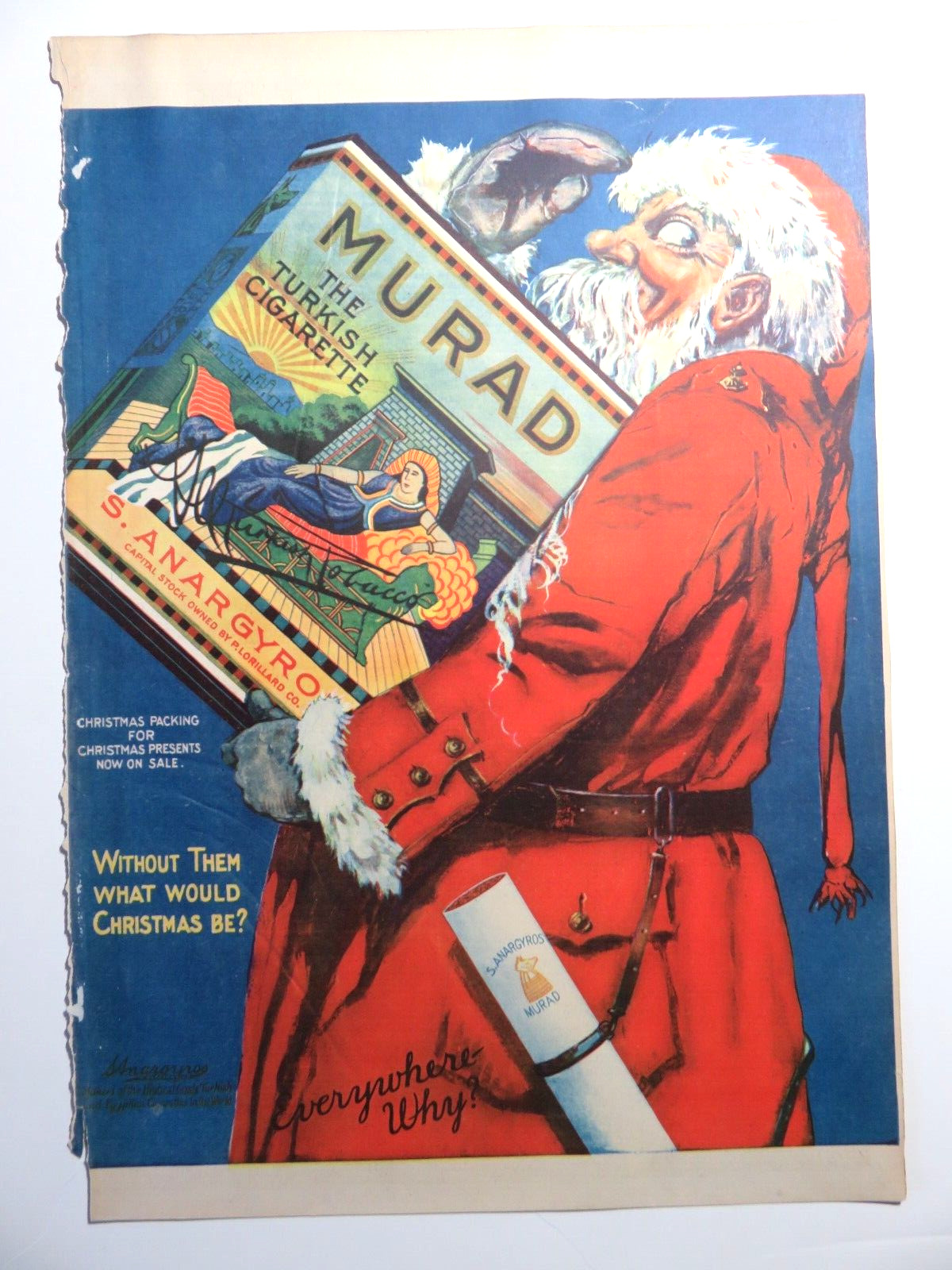 1927 Vintage MURAD CIGARETTE CHRISTMAS Advertisement