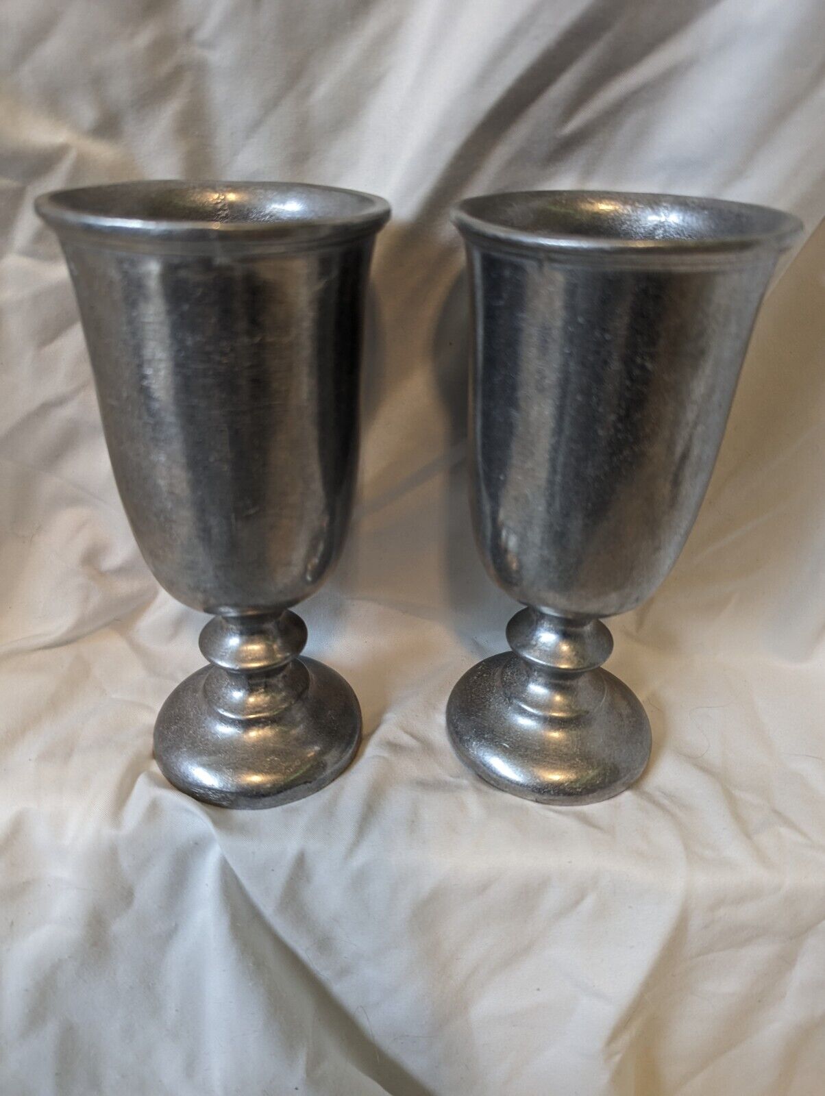 Set of 2 Vintage Wilton Armetale Plough Tavern Pewter Water Goblets, 7¼