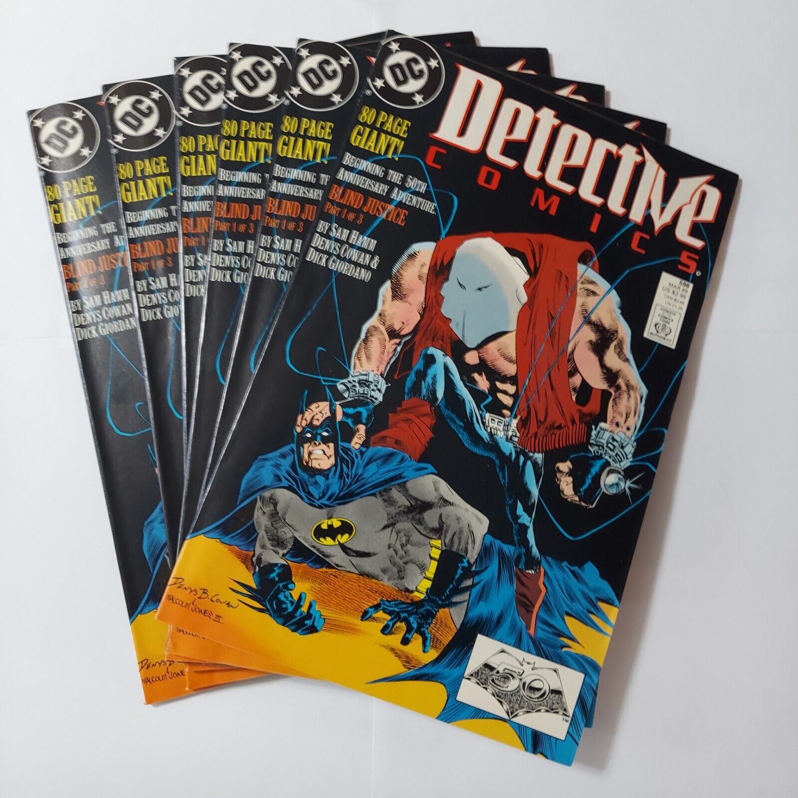 LOT OF 6 Detective Comics #598 1989 DC COMIC BOOK GD/VF 1ST BONE CRUSHER