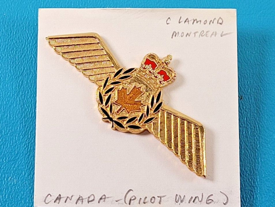 Canadian Royal Air Force Pilot Wings Medal Pin Insignia Badge Lamond Montreal Co
