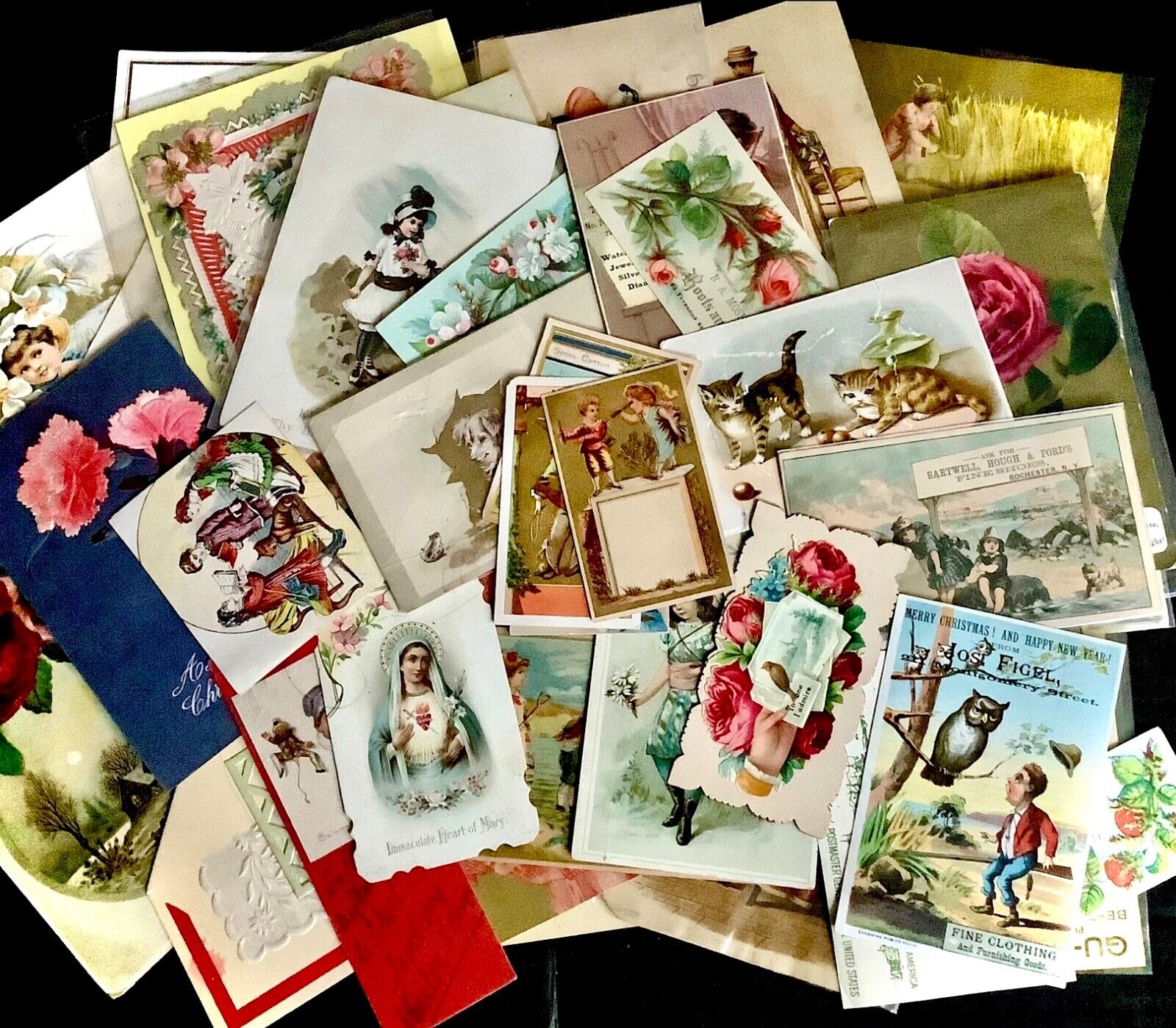 Vintage Antique Ephemera Lot Trade Cards Postcards Junk Journal over 50 pieces