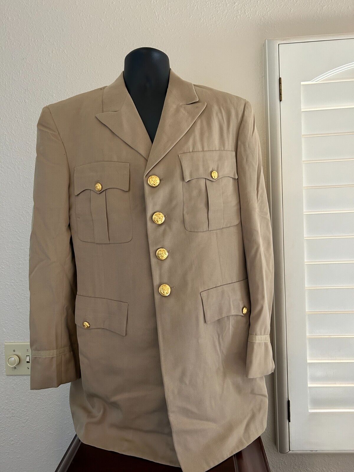 Post WW2- Vietnam Era US Navy Officer Khaki Tan Uniform Med-Large Size