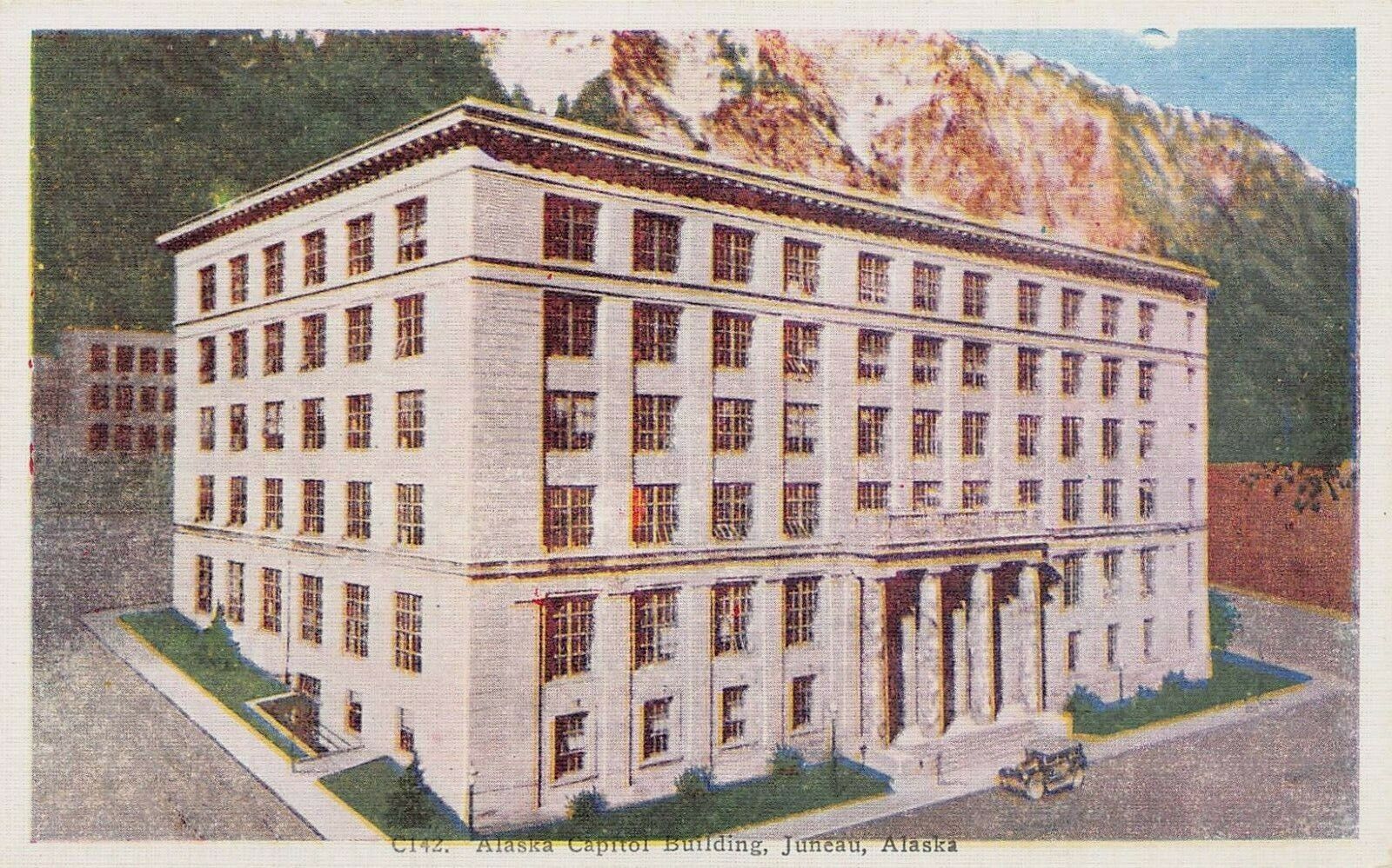 Alaska Capitol Building, Juneau, Alaska, Early Linen Postcard, Unused 