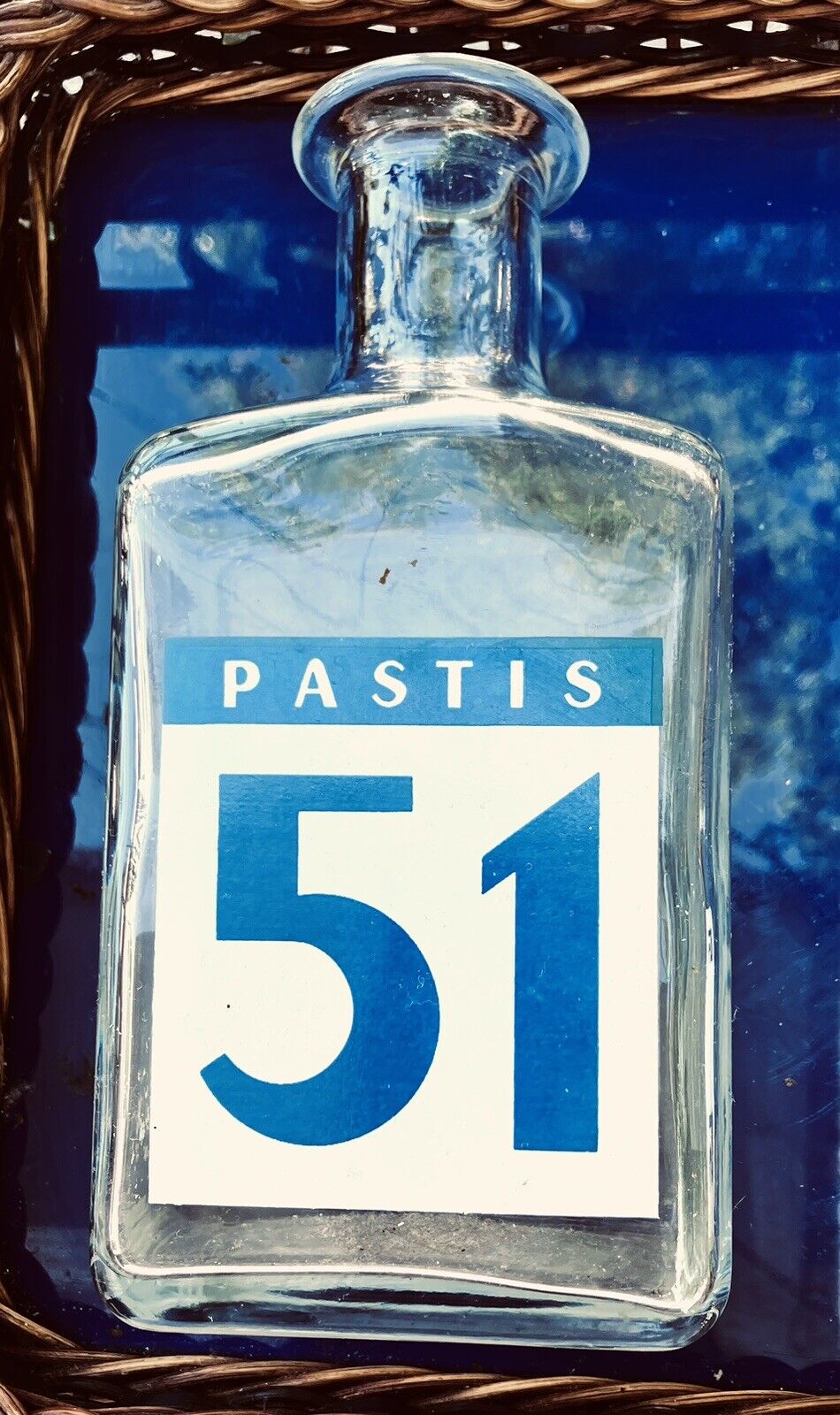 Vintage French Pastis 51 Carafe Glass Bottle Bistro Cafe Home Bar Accessory