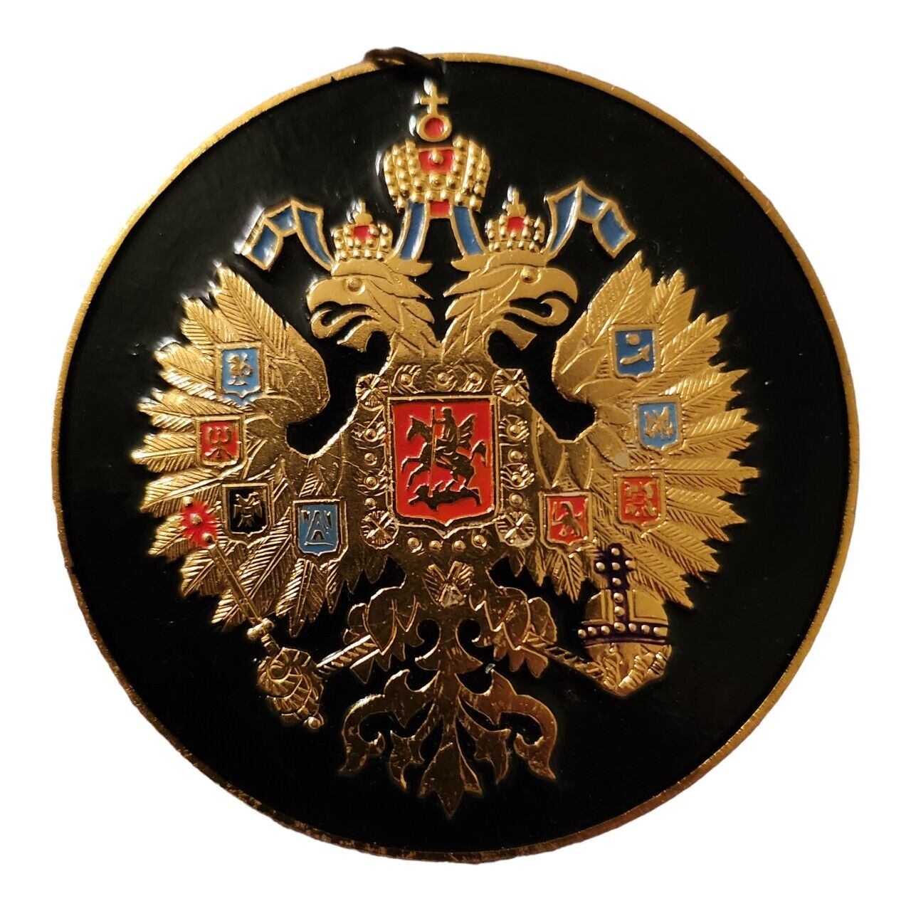 RUSSIAN IMPERIAL EAGLE. RUSSIA COAT OF ARMS CREST BADGE PENDANT