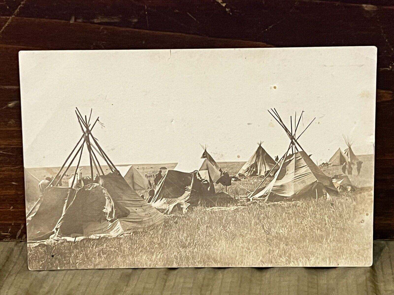 1900s Native American Plains Indian Tipi Teepee Camp Real Photo Postcard RPPC