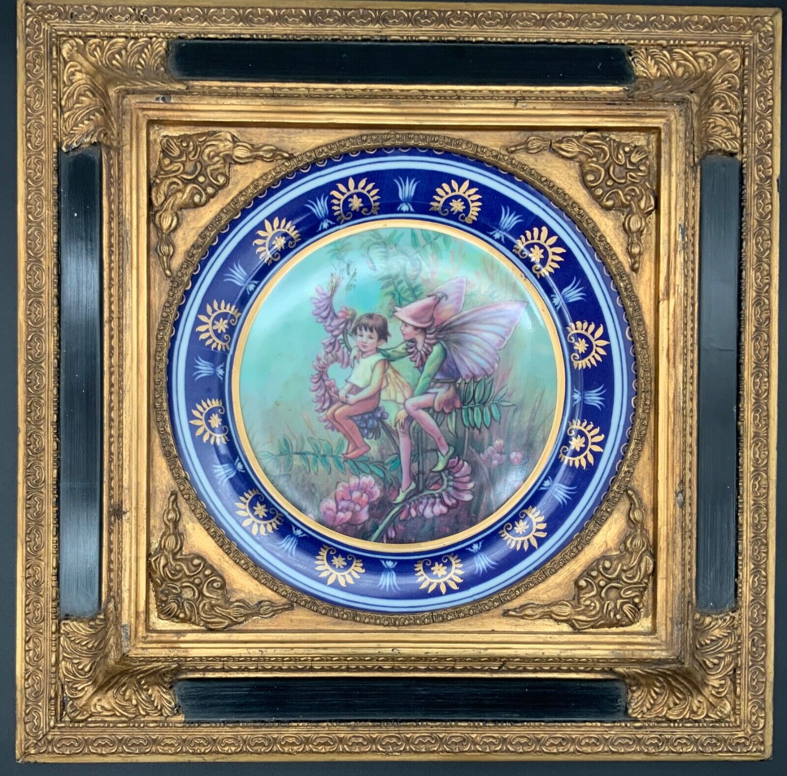 Exquisite Antique Cicely Mary Baker Vetch Fairy Framed Plate...RARE...