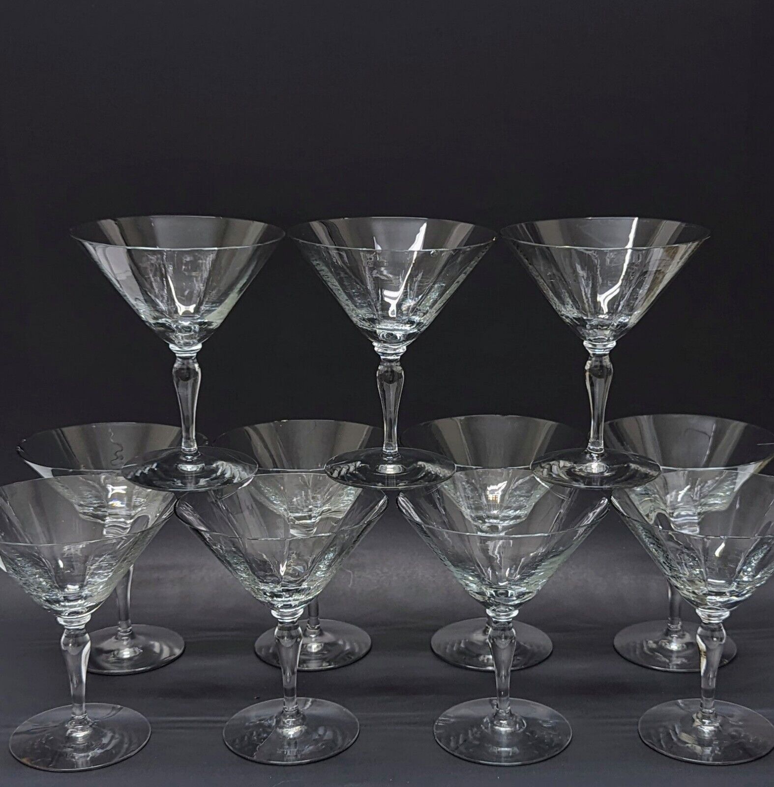 Antique Vintage HEISEY Crystal Cocktail Martini SHERBERT Glasses LOT Set 11 RARE
