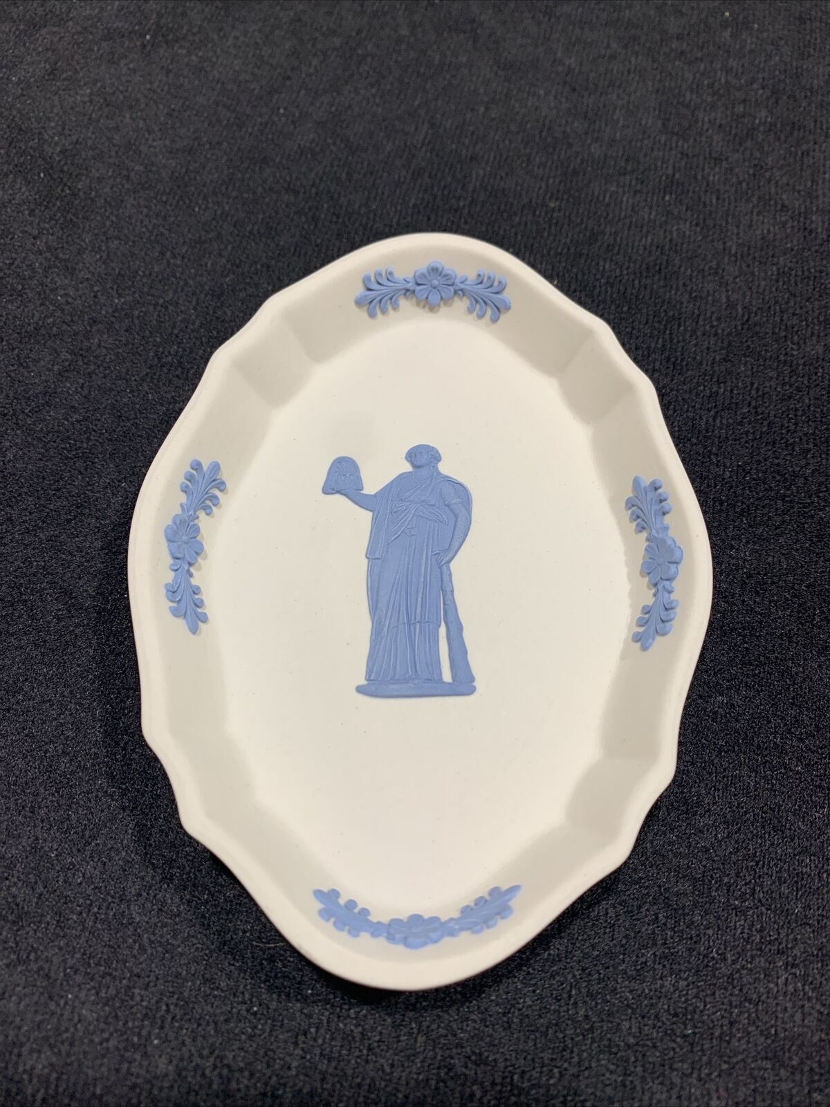 Wedgwood Collectors Society Reverse White with Blue Jasperware Muse Dish Vintage
