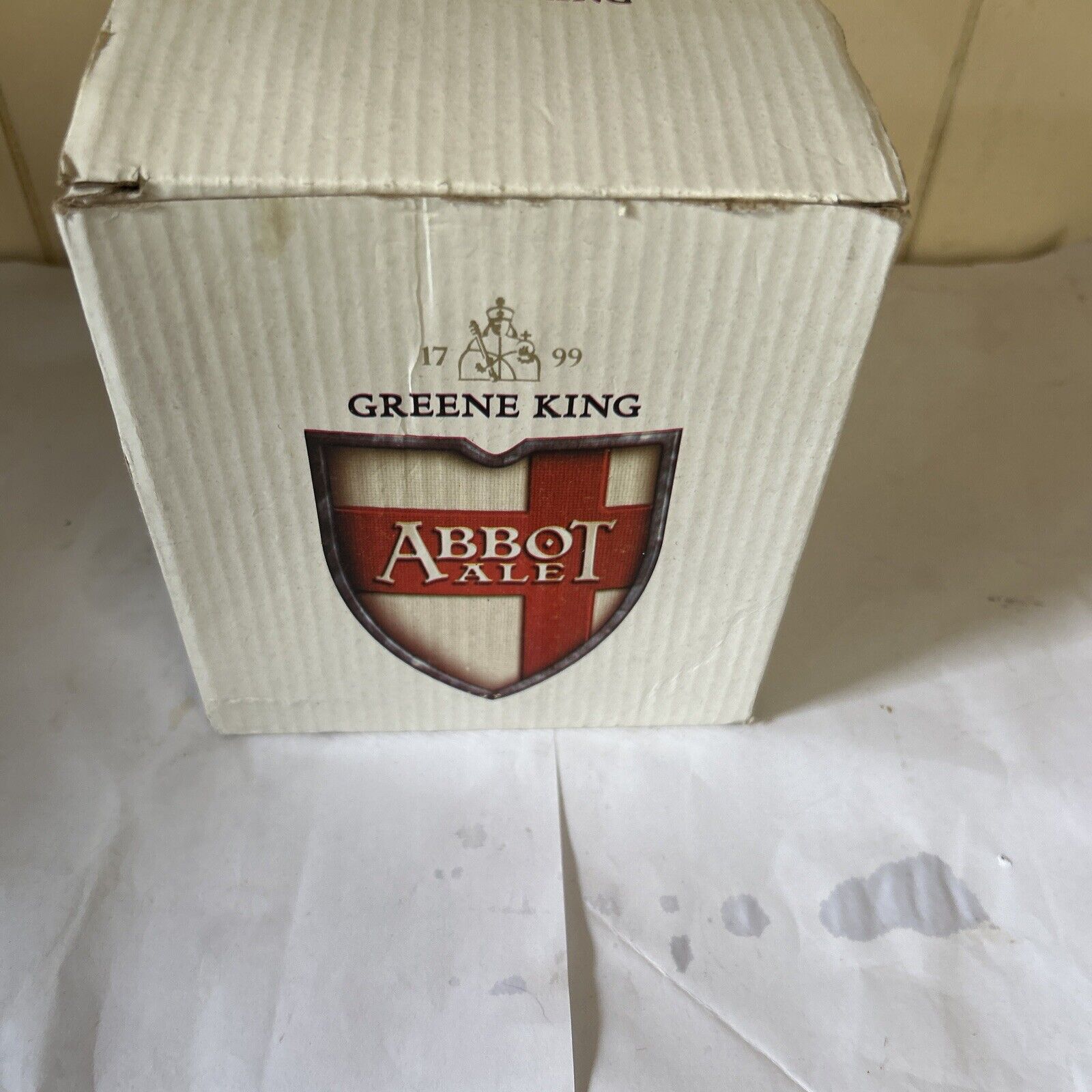 VINTAGE RARE BRAND NEW & BOXED GREEN KING ABBOT ALE BEER TANKARD