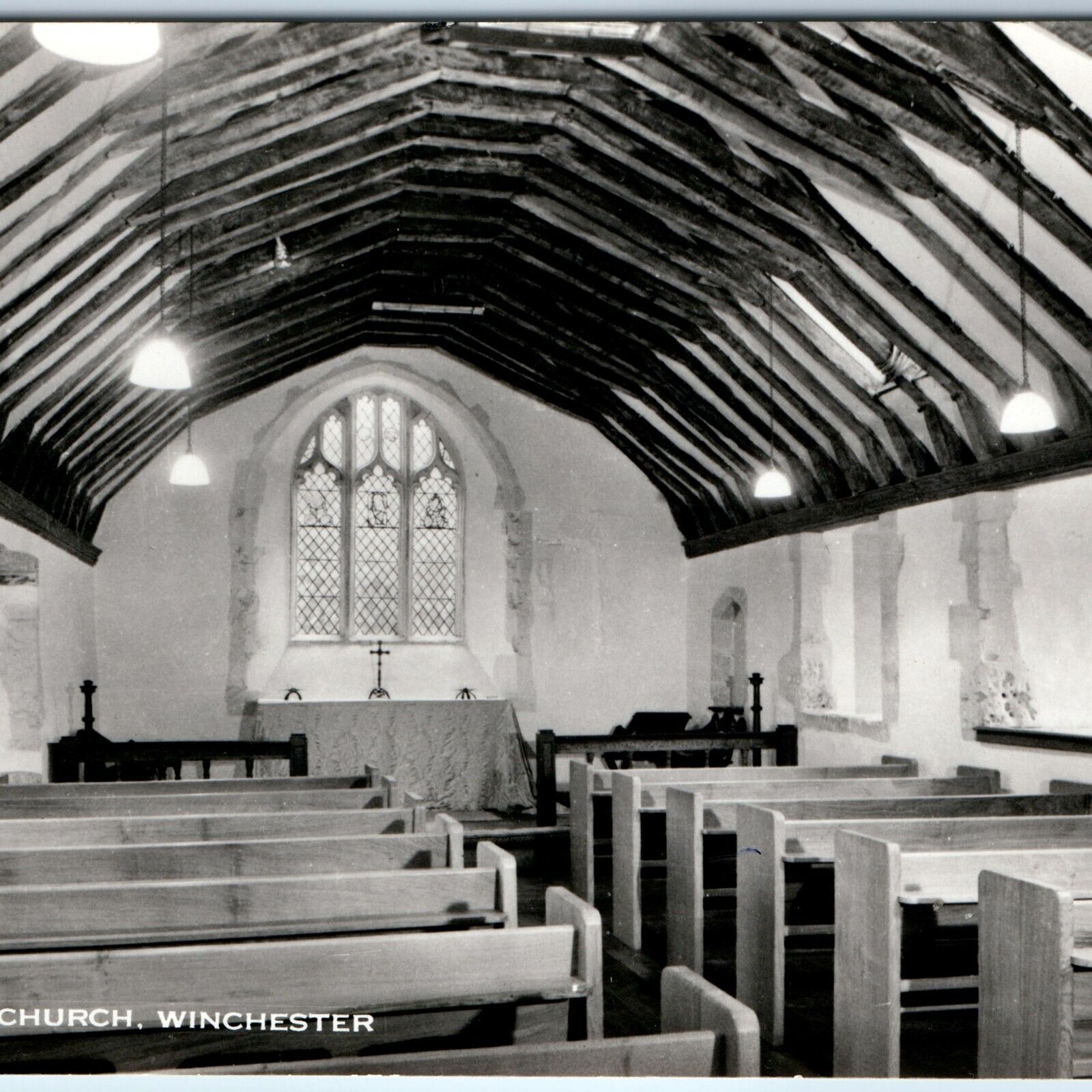 c1940s Winchester, England RPPC St Swithuns Upon Kingsgate Church Interior A164 