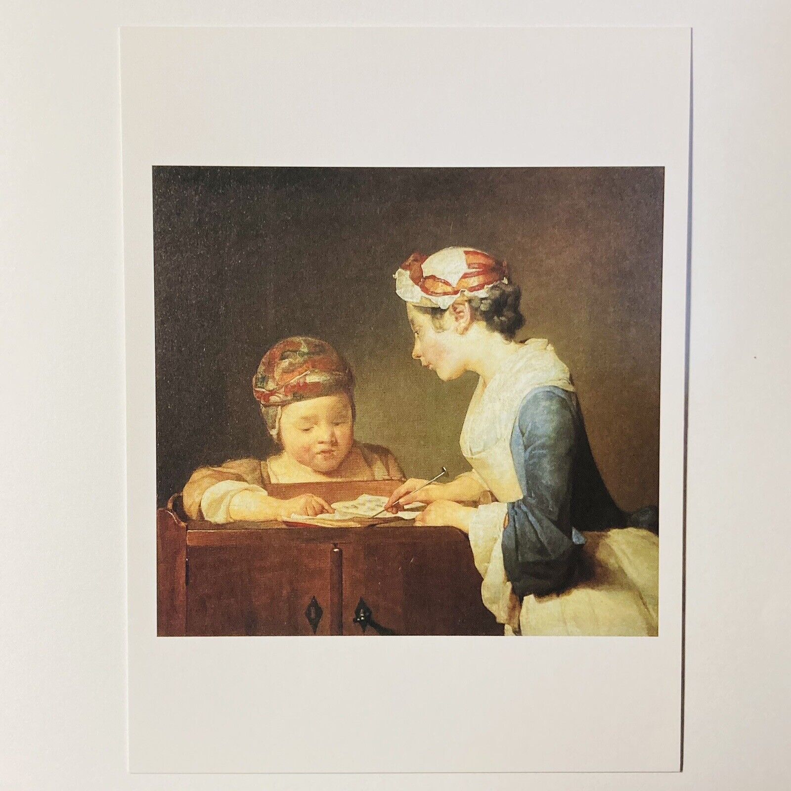 Phaidon Press Postcard “The Young Schoolmistress” Jean Chardin Teach Read Art P2