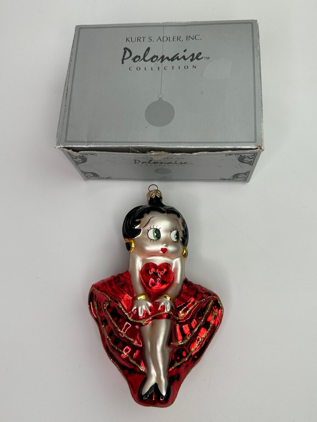 Vintage Kurt Adler Polonaise Collection Glass Betty Boop Christmas Ornament