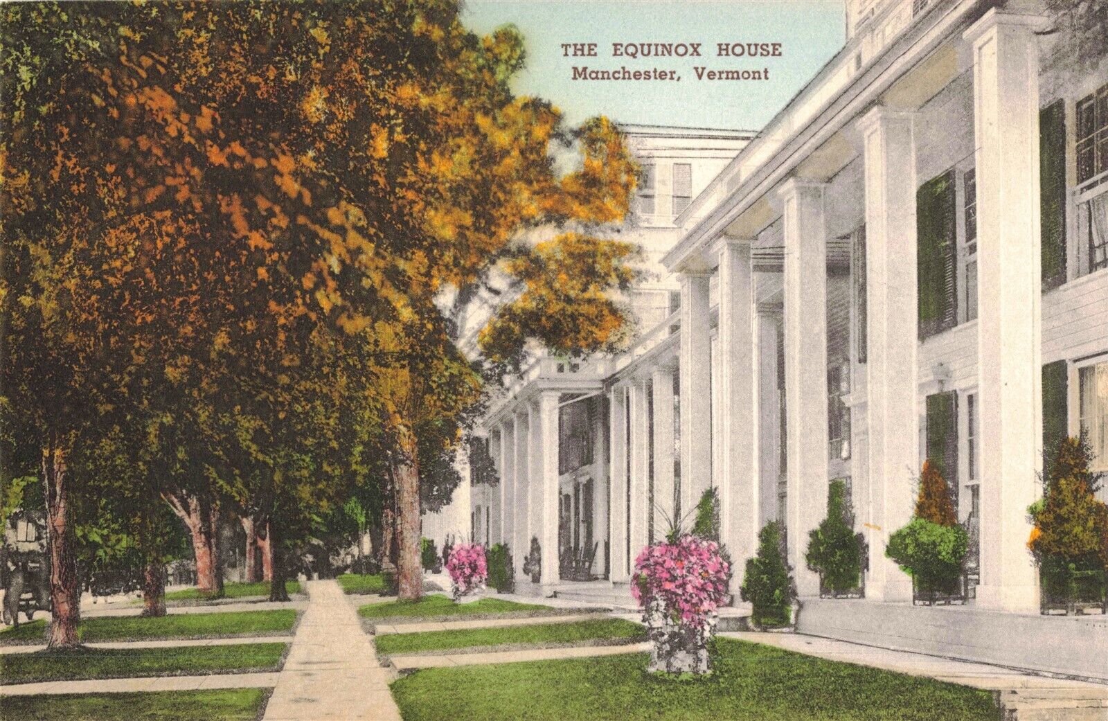 The Equinox House Manchester VT Albertype Hand-Colored Postcard A641