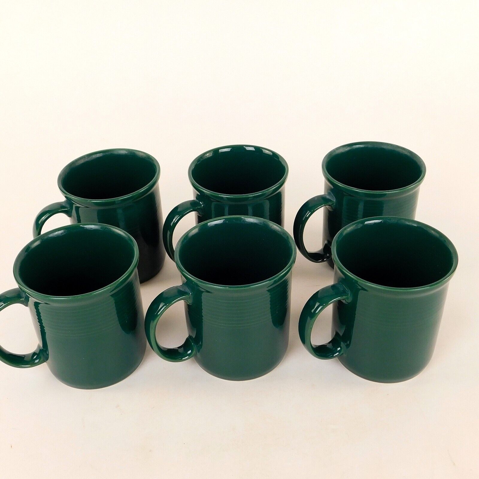 Vintage  RIO Stoneware Lot 6 Coffee Tea Mugs Hunter Green  12 oz
