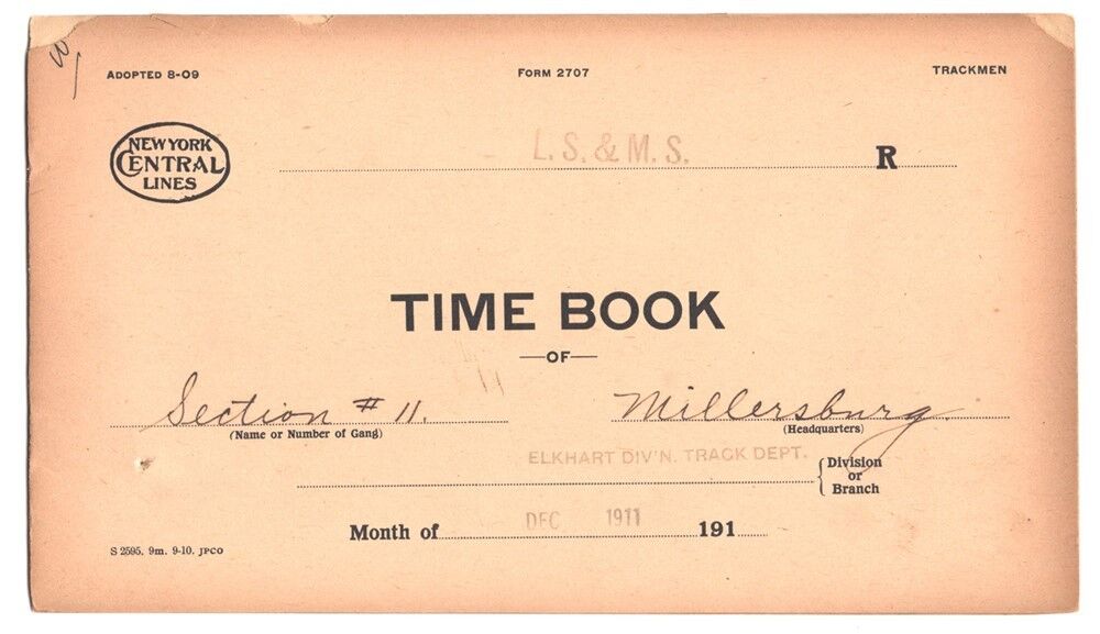 Railroad Train Time Book - New York Central, Dec. 1911 - Section #11