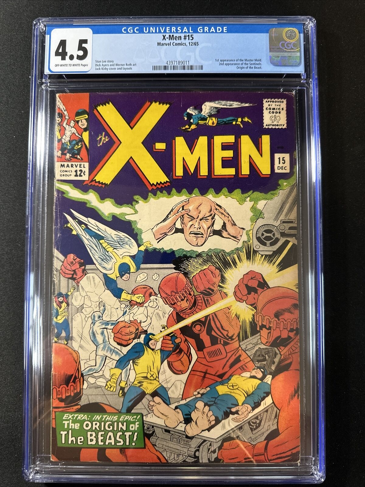 X-Men #15 CGC 4.5 Off W / White Pages Vintage Old Silver Age Marvel Comics 1965