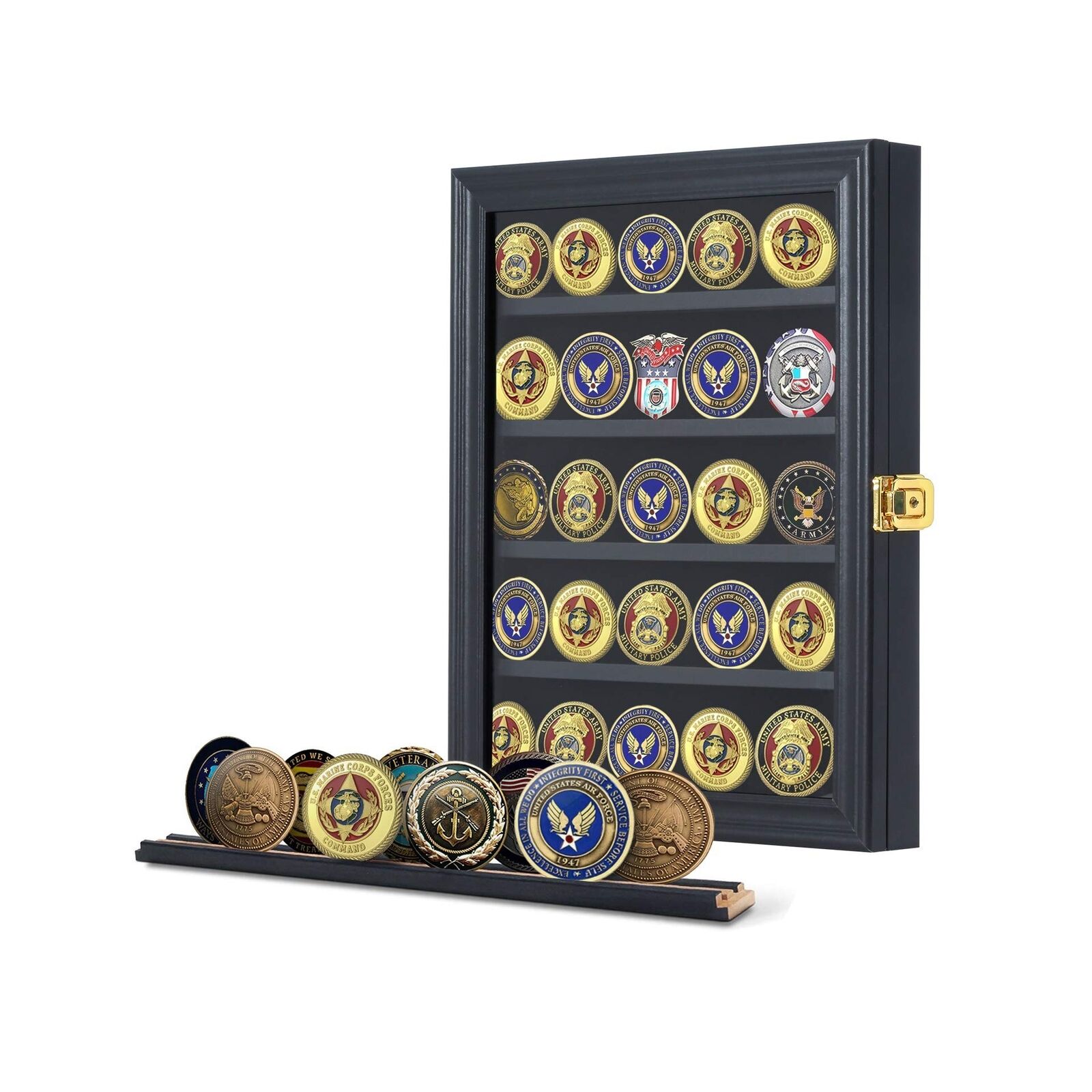 Jinchuan Military Challenge Coin Display Case Lockable Cabinet Rack Holder Sh...