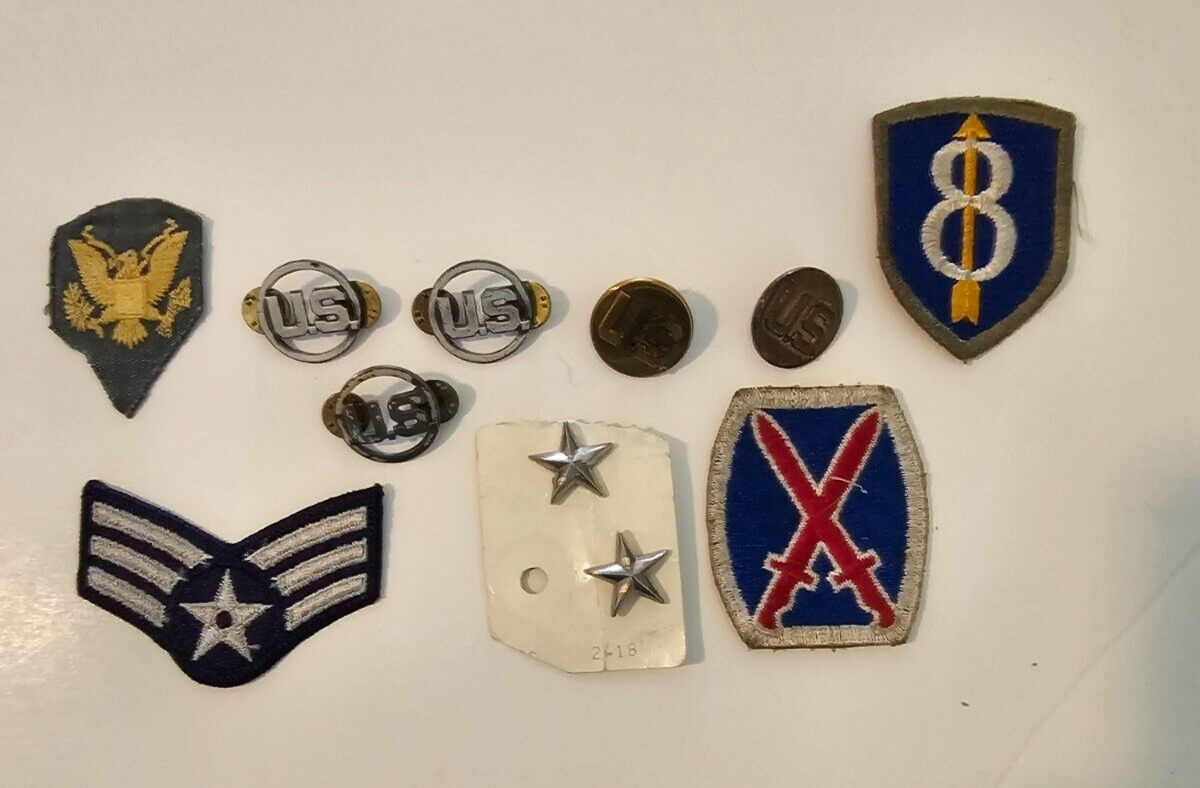 WOW Lot of 11 World War II Military Pins & Ribbon Stripes Stars 8th