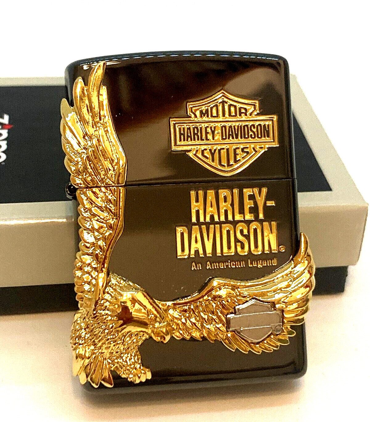 WILDE Zippo Harley Davidson HDP-14 Bald Eagle Metal Gold Black Japan Limited