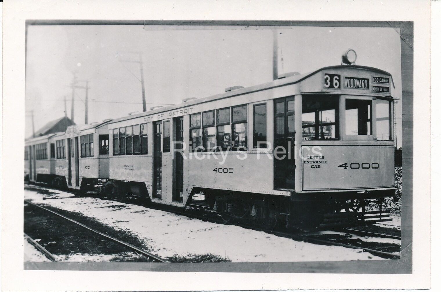 B&W Photo DSR #4000 Dept of Street Railways Detroit 1930s Articulated