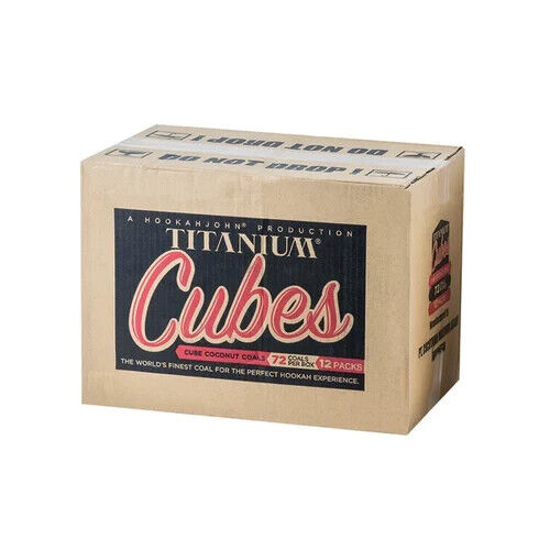 HookahJohn Titanium Cubes Natural Hookah Coals Full Case - Cubes - 12x72ct