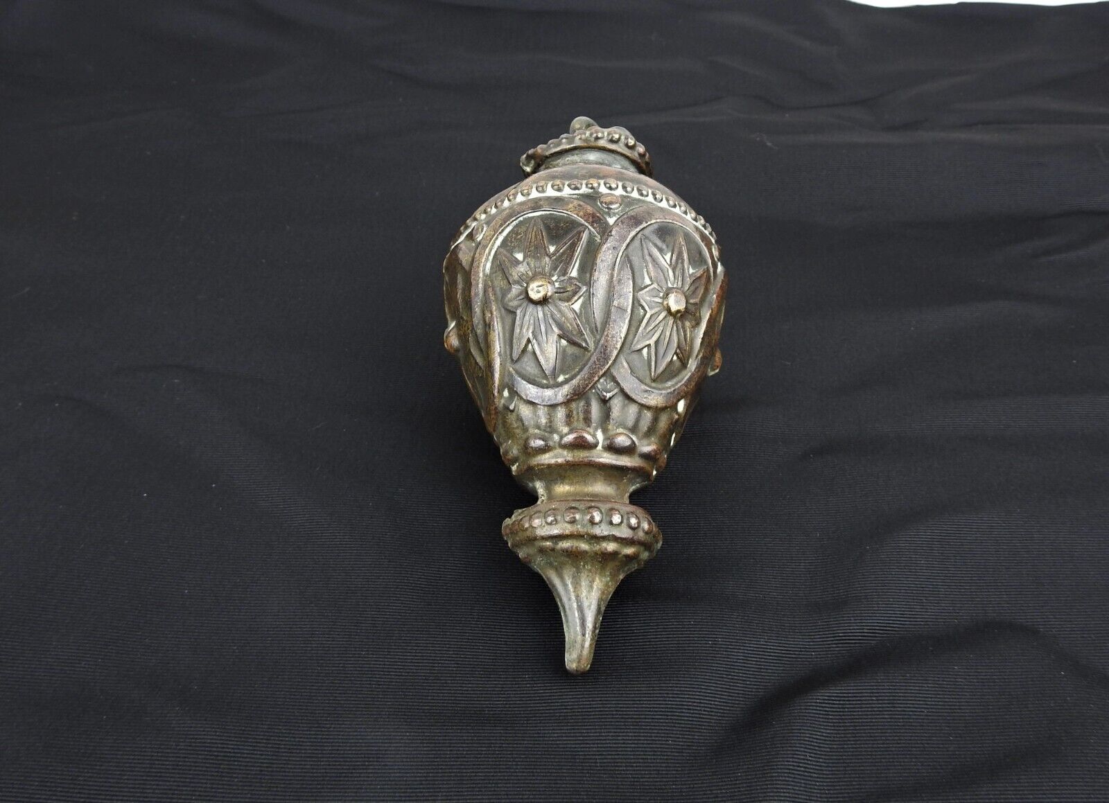Extremely Rare Antique Brass Bronze Plumb Bob Ornate Embossed Decoration 1.384kg
